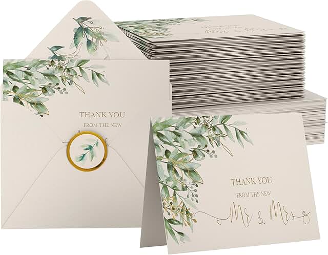 VNS Creations - Wedding 100 Pack 4x6 Thank You Cards Wedding with Envelo...