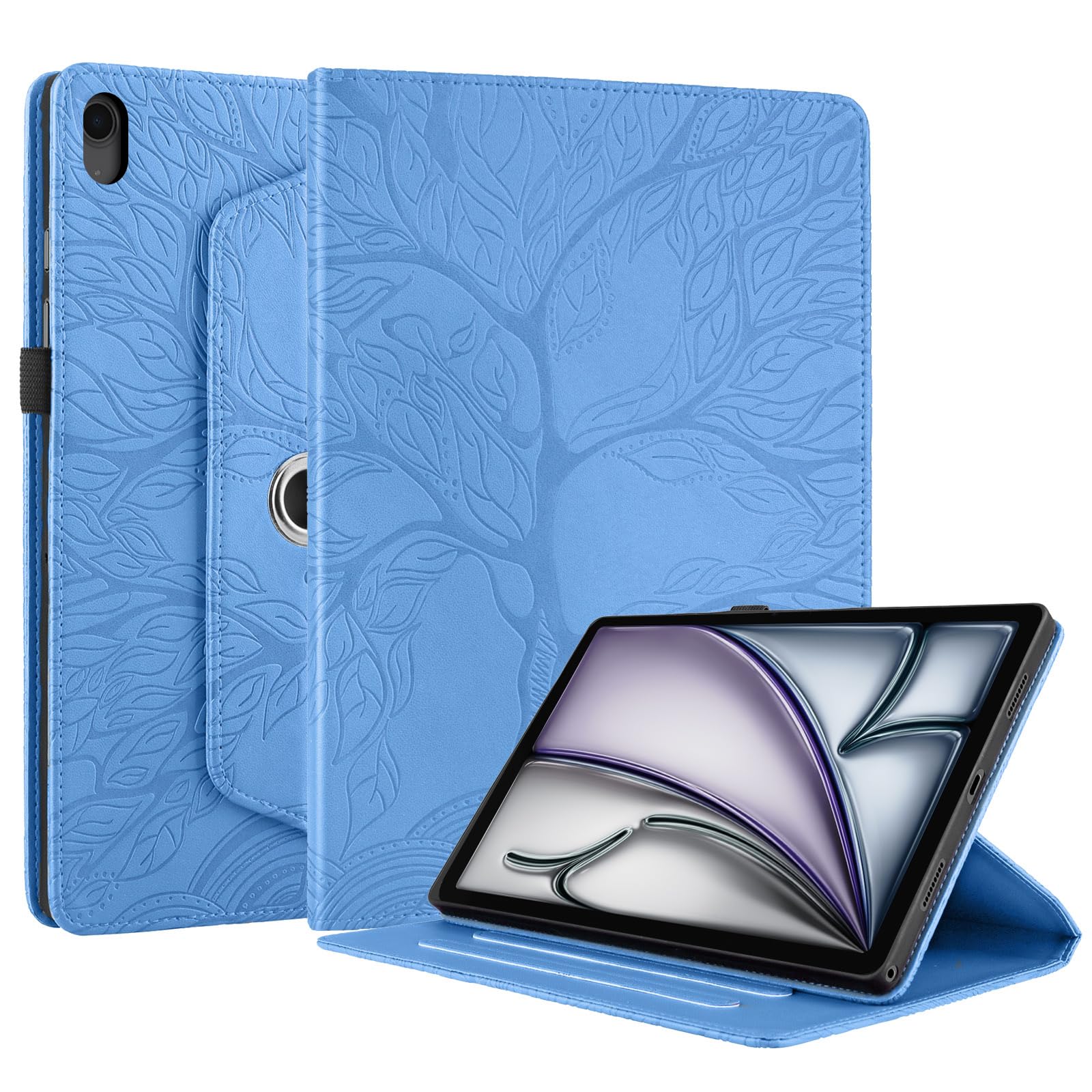 Succtopy Hülle für iPad Air 11 Zoll M4/M3/M2 (2026/2025/2024) PU Leder 360°Drehbar Multi-Winkel Schutzhülle mit Standfunktion und Stifthalter Hülle für iPad Air 11" M4 2026/M3 2025/ M2 2024 Blau