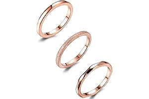 3Pcs 2mm Stainless Steel Rose Gold Stackable Eternity Rings