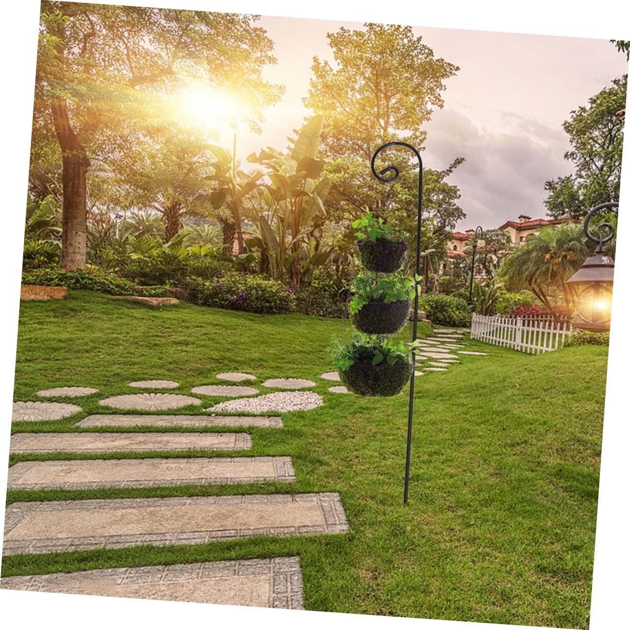 3pcs Iron Shepherd Hook for Outdoor Bird Feeders Ground Inserting Garden Hangers Rust-Resistant Plant Accessories for Yard Decoration