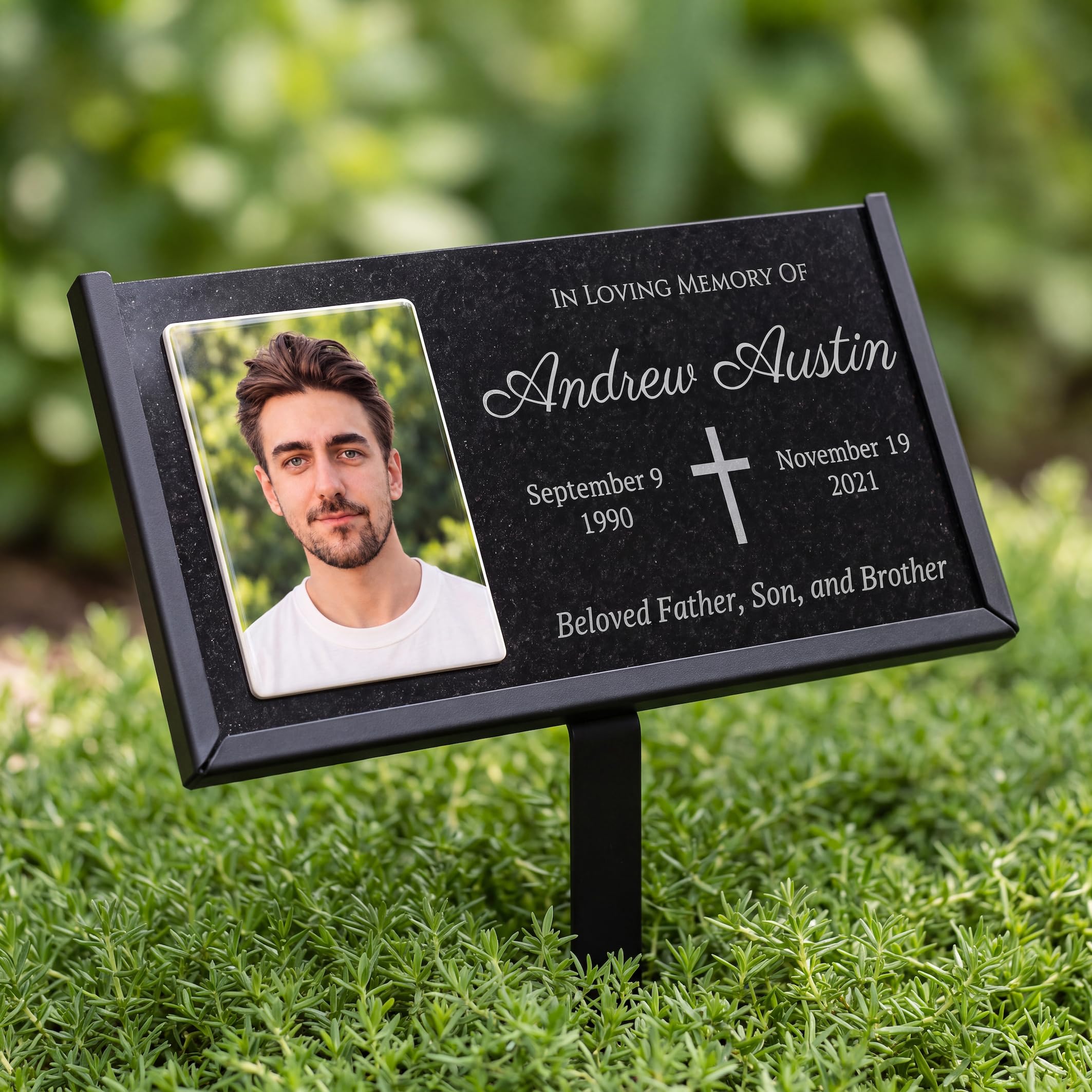 ADFSTONE Memorial Plaques,Headstones for Graves,Grave Markers for Cemetery for Humans,Outdoor Personalized Commemorative Plaques Remembrance Garden Stones,Bereavement Headstone Picture Memorial Stones