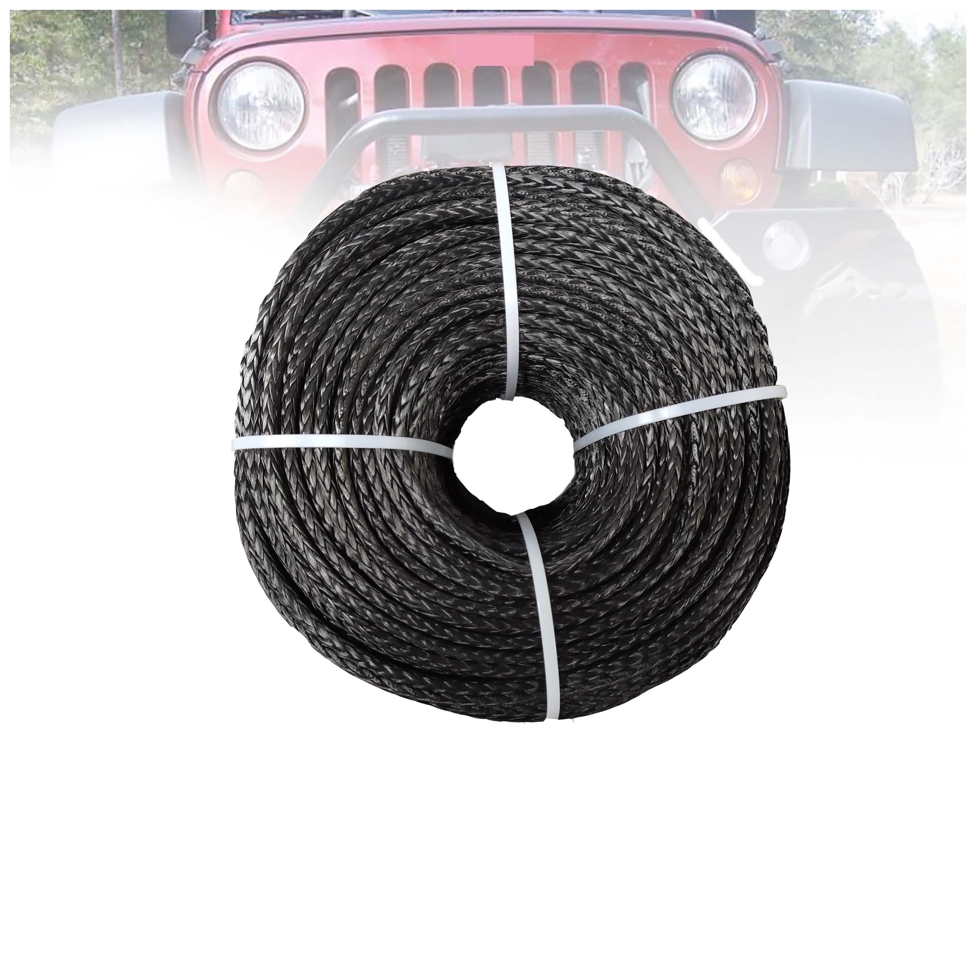 Edede Nero Winch Rope, 6Mm X 100M Uhmwpe Winch Rope Towing Line,Atv Winch Rope Winch Cable For Atv Utv Suv 4X4 4Wd Off-Road(Nero)