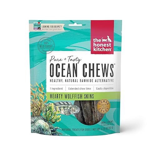 The Honest Kitchen Ocean Chews™ Hearty Wolffish Skins Dog Treats, 3.25 oz (Beams™) - 3.2 Ounce (Pack of 1) - Wolffish Skins