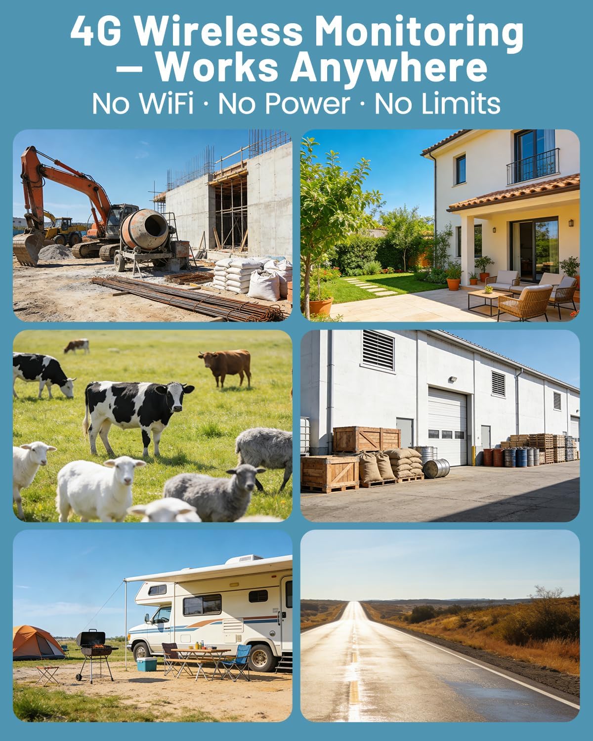 4G LTE Cellular Solar Security Camera Wireless Outdoor, No WiFi Solar Powere Camera Built in SIM Card & Subscription Fee, 350° Live View, 2K Camera with 2 Way Talk, PIR Motion Sensor, Cloud Storage - Image 9