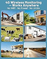 Vista 9 de 4G LTE Cellular Solar Security Camera Wireless Outdoor, No WiFi Solar Powere Camera Built in SIM Card & Subscription Fee, 350° Live View, 2K Camera