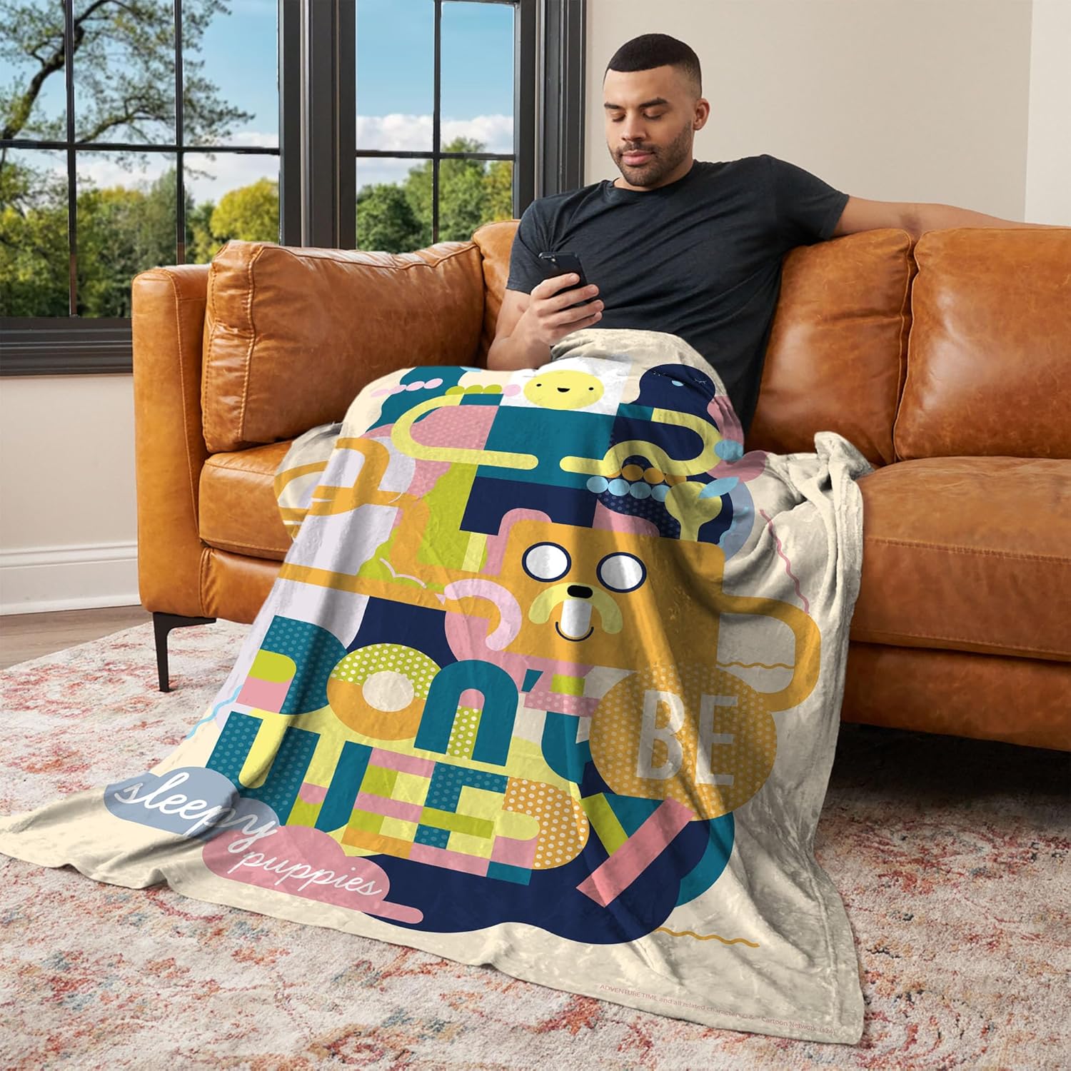 Northwest Cartoon Network Adventure Time Sleepy Puppies Silk Touch Throw Blanket, Finn and Jake Plush Cover, 40 x 50 Inches