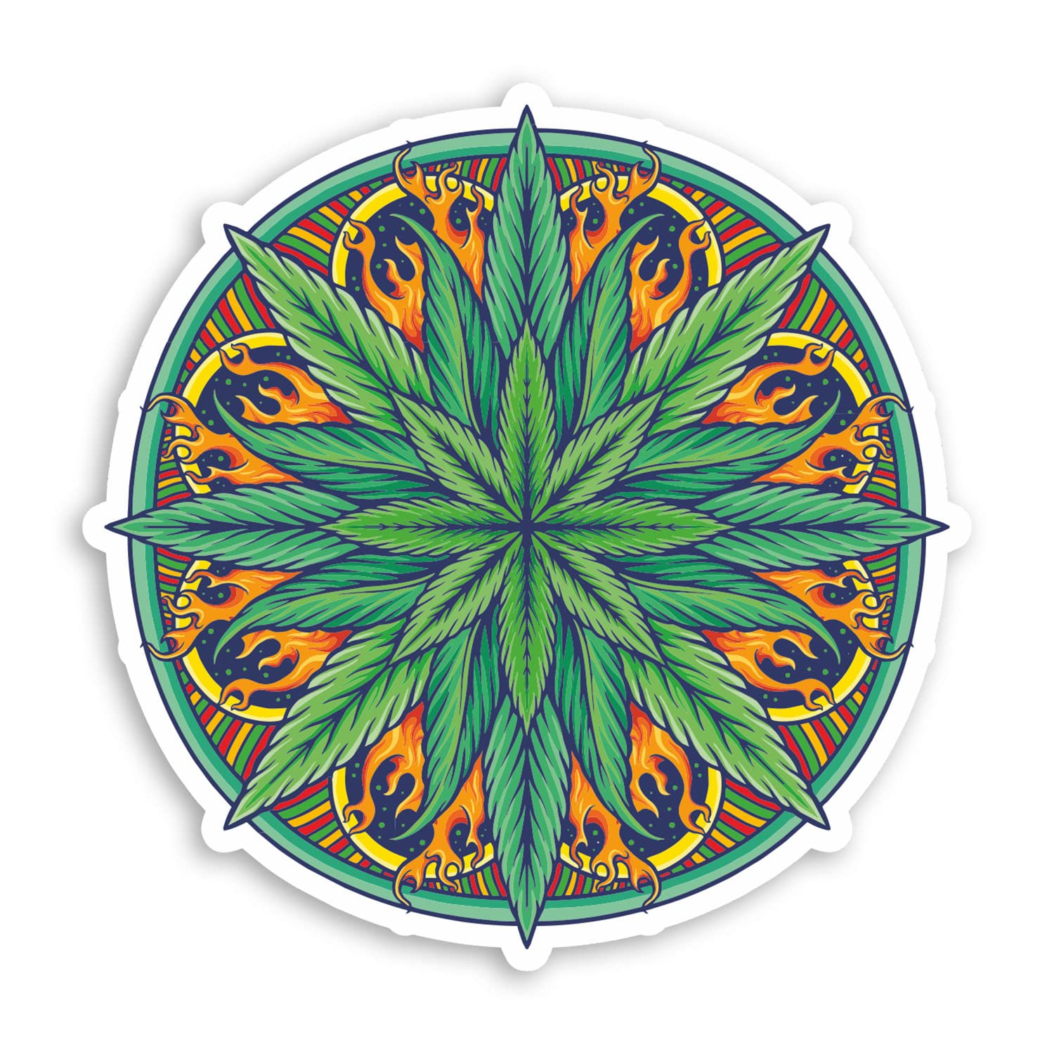 2 x 10cm Weed Mandala Vinyl Stickers - Cannabis Plant Dope Decal Sticker #70636