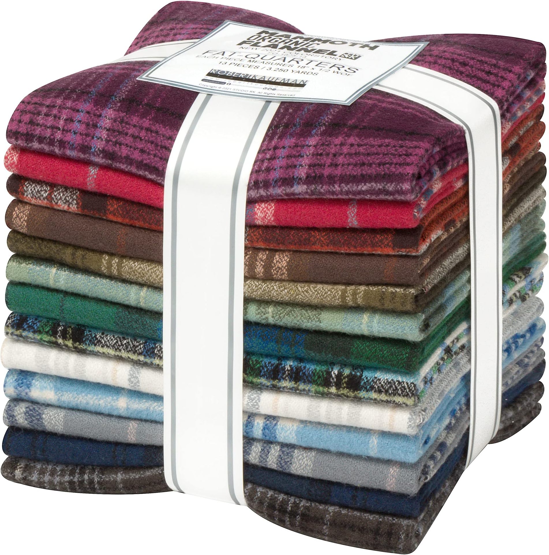 Robert Kaufman Kaufman Mammoth Organic Flannel Fat Quarter Bundle 13pcs, Multi