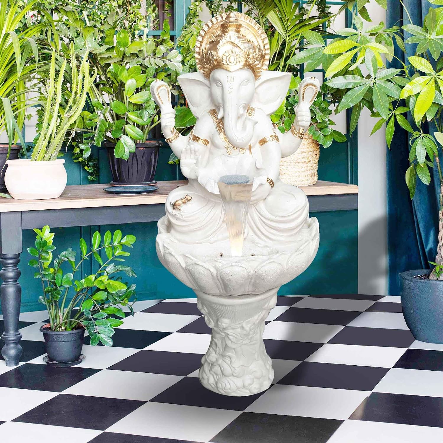 Big Ganesh Water Fountain for Home Decor 4.5 FT heigt Fiber Indoor Outdoor Decorative Waterfall Fountain with LED & Silent Water Pump(23 Inch Width) for Garden,Office,Temple,Patio-image-48