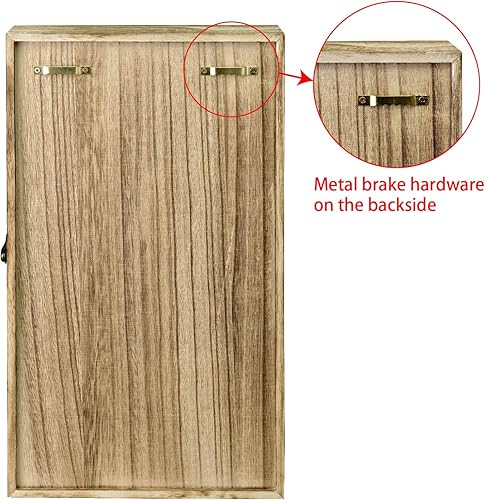 Miniatura 6 de Ikee Design Vitrina de colección de madera con tapa de vidrio templado transparente y con bisagras, montaje en la pared, 10 ranuras, caja de