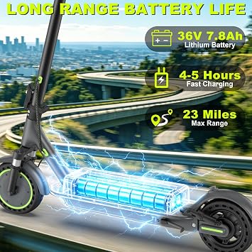 Roinside Electric Scooter - 8.5/10''Solid Tires, 350W/500W Motor, Up to 19/22MPH& 16/21/23Miles Long-Range Portable Commuting Scooter for Adults with Double Braking System, App