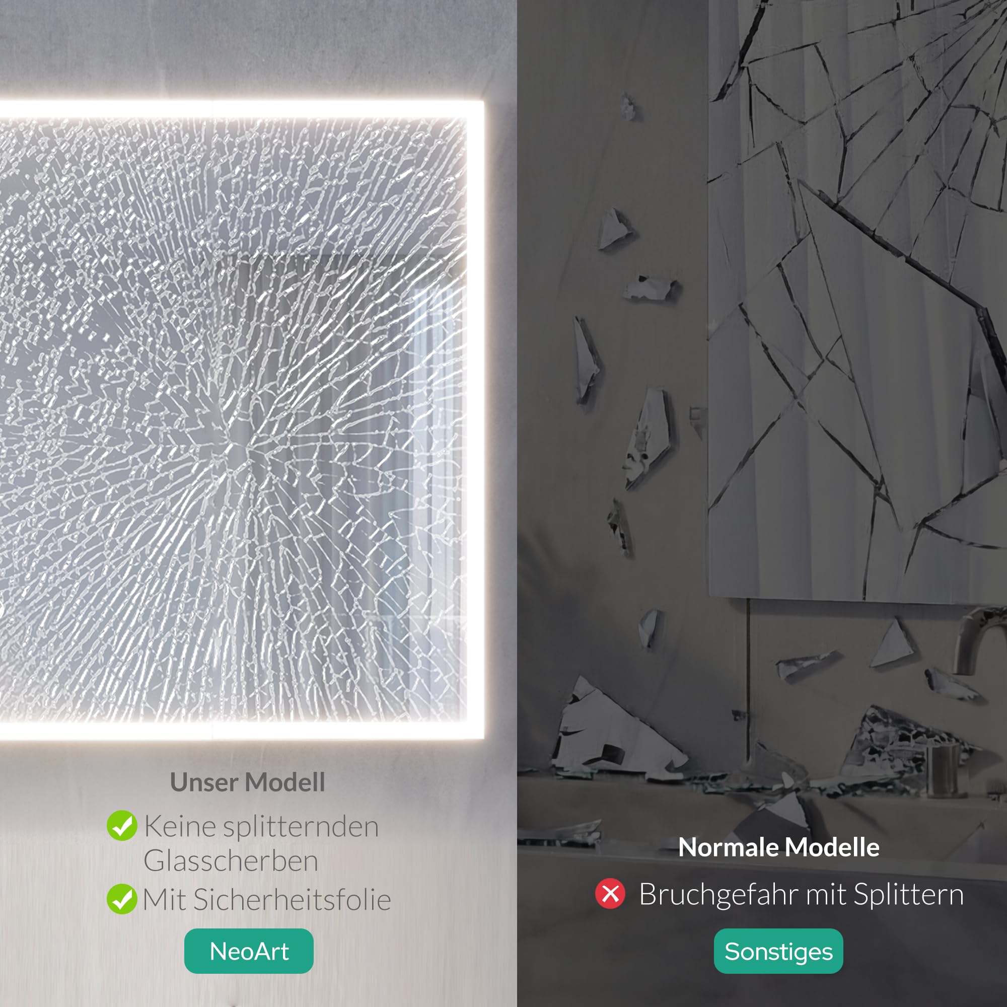 Spiegelschrank Bad mit Beleuchtung – 3 Farbtemperaturen dimmbar & verstellbare Böden, komplett vormontiert mit Steckdose (EU), Type-C & USB, Antibeschlag & IP44 – 95x60x14cm Weiß