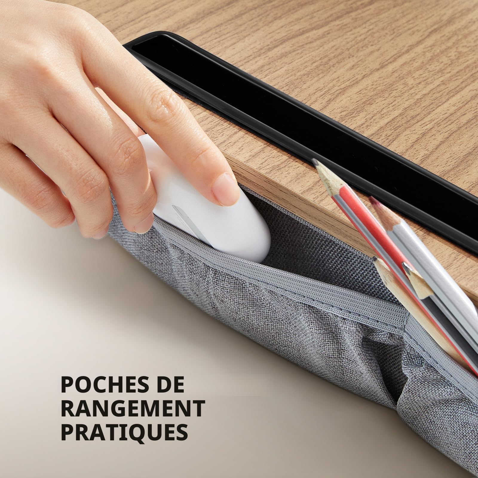 HUANUO Laptop Desk Convient à Un Ordinateur Portable, Bureau Portable avec Coussin d'oreiller, Bande antidérapante et Fonction de Stockage pour Les étudiants de Bureau à Domicile(16,5'×11,8')