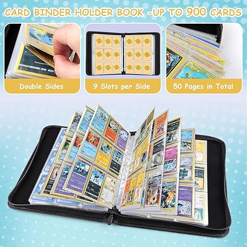 Miniatura 4 de Carpeta de tarjetas de fútbol con mangas, carpeta de tarjetas intercambiables de 900 bolsillos, 9 bolsillos para tarjetas, estuche organizador de