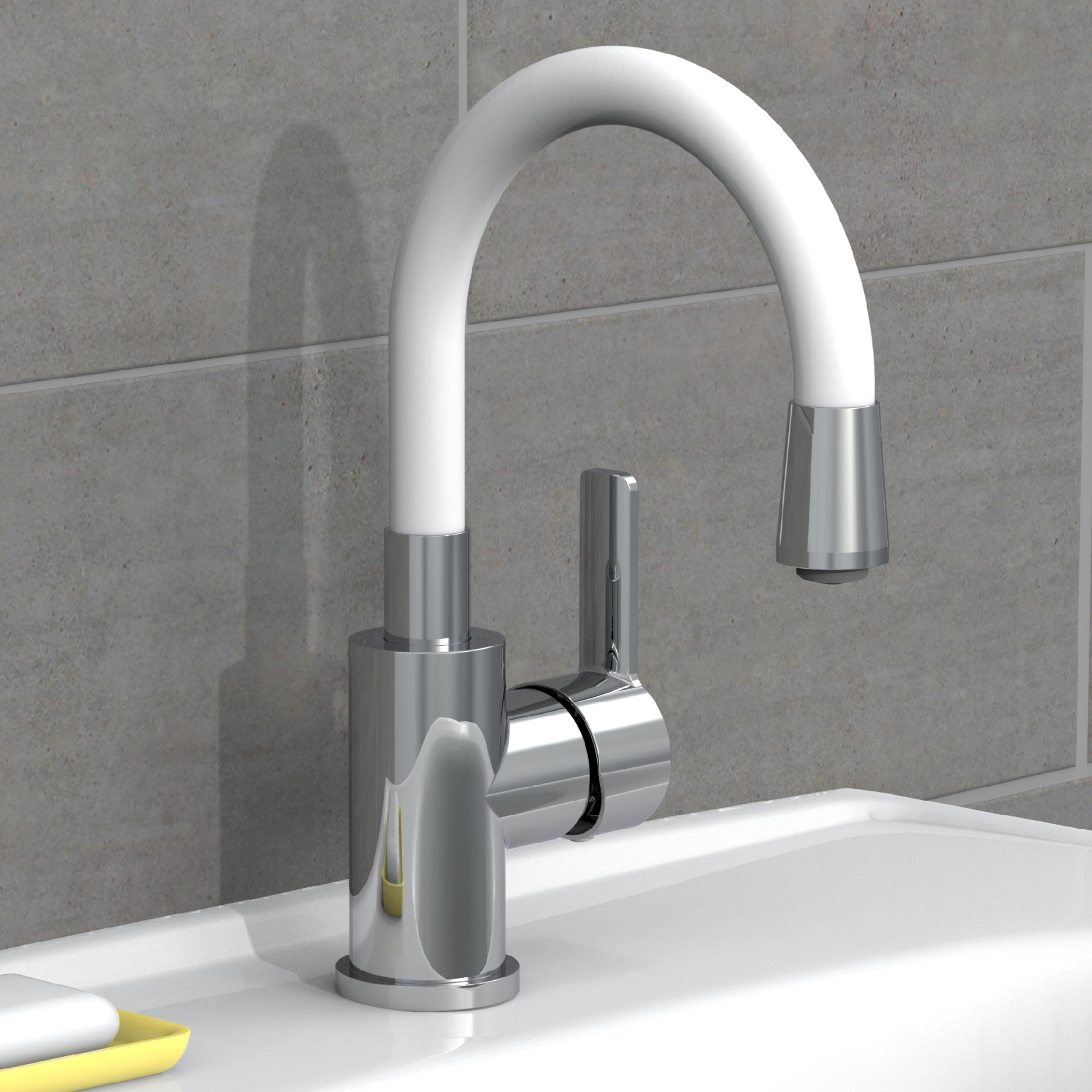EISL FLEXO NI075FLCRW - Grifo para lavabo (caño flexible, color blanco)