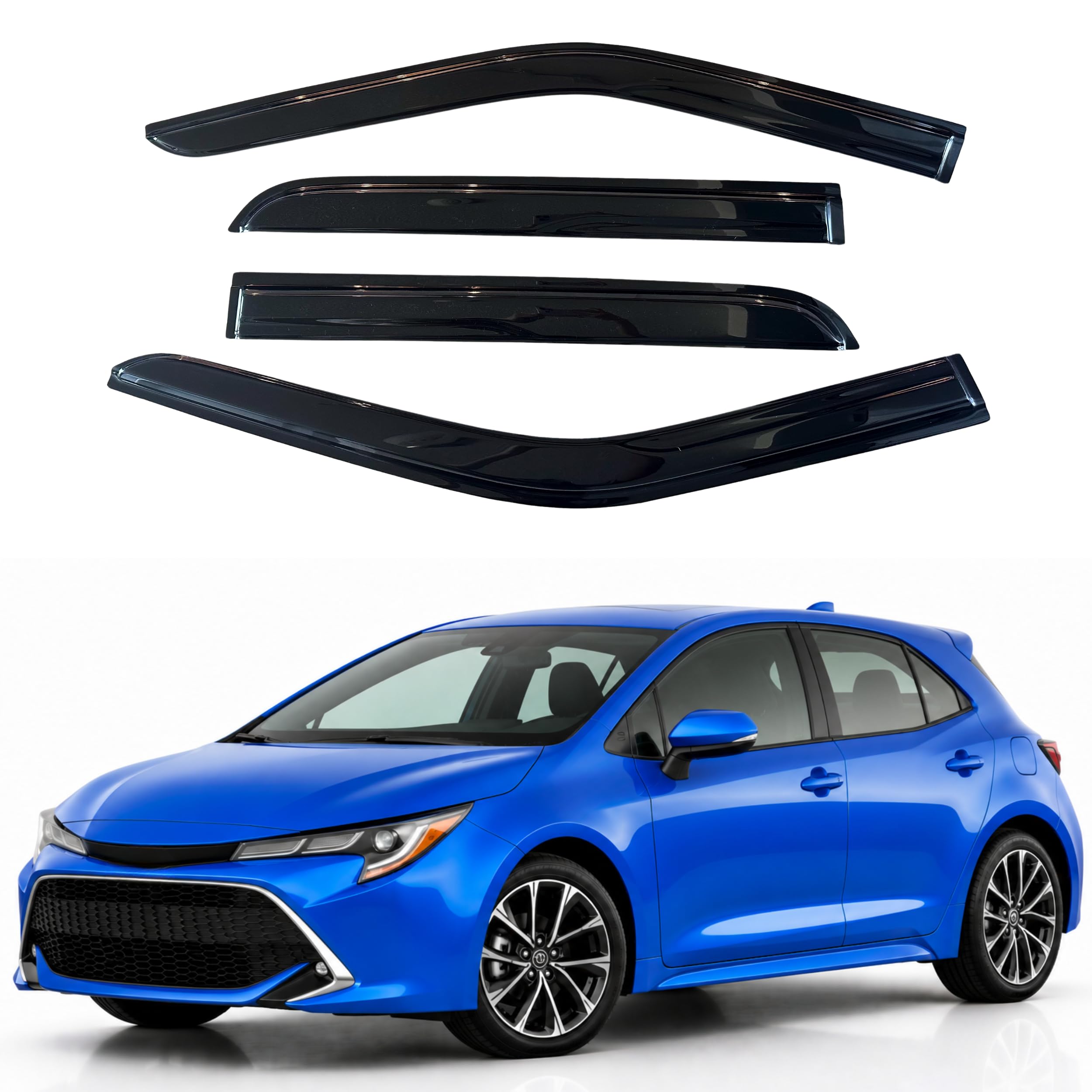 IG Window Visors Fit for 2020-2026 Toyota Corolla Hatchback, Out-Channel Rain Guards Vent Wind Deflectors 4PC, Car Accessories for 20-26 Corolla Hatchback (Excludes Sedan)