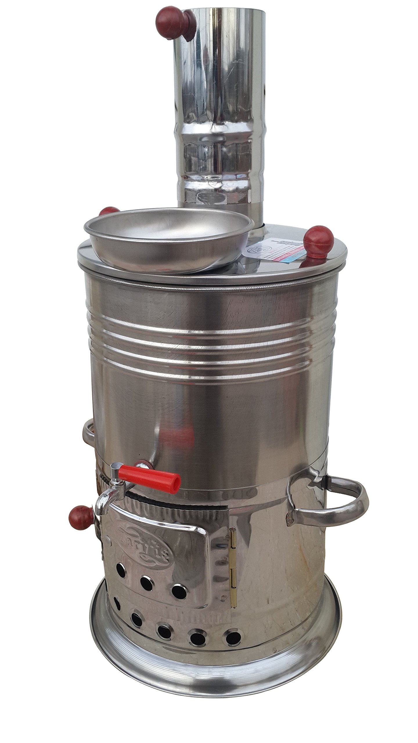 Semaver - Turkish Tea Maker Kettle with single taps -Silver color-chrome & tea makerFree Energy Water Heater Camping Hiking Hunting BBQ Semavor by TURK-SELL