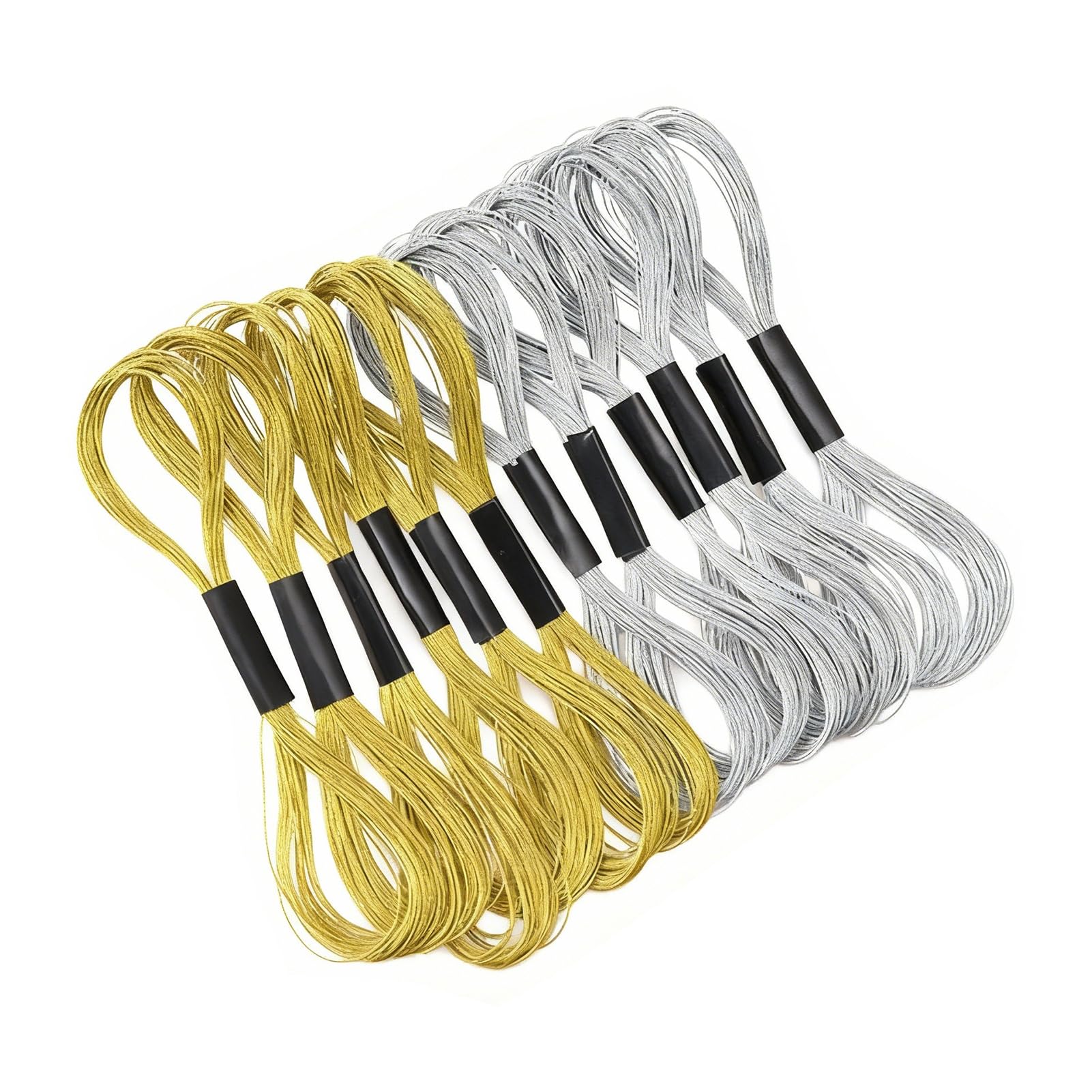 12 Skeins Metallic Embroidery Thread, Gold & Silver Embroidery Floss