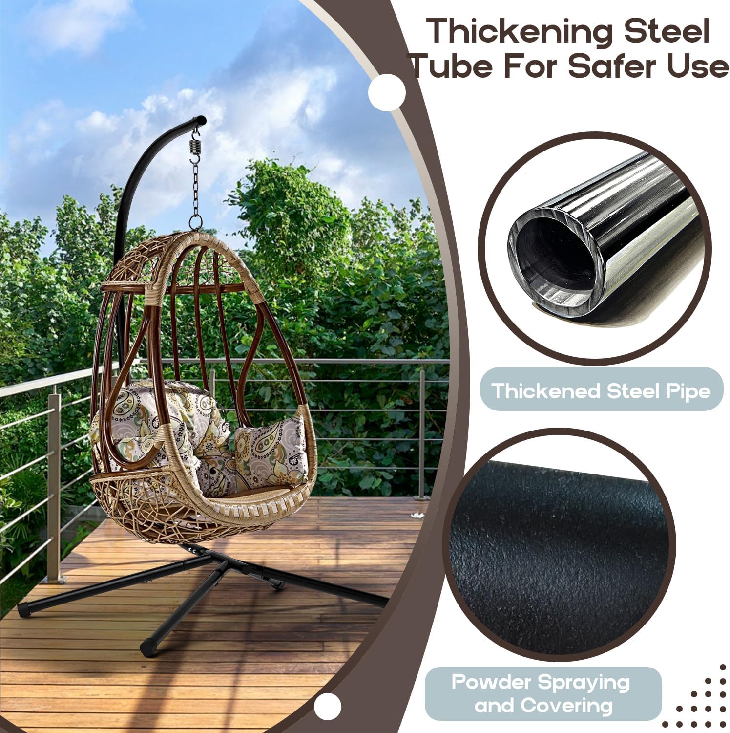 Hammock Stand Only Hanging Chair Stand Only Heavy Duty Swing Chair Stand Outdoor Indoor Egg Chair Stand Frame for Hanging Chair Porch
