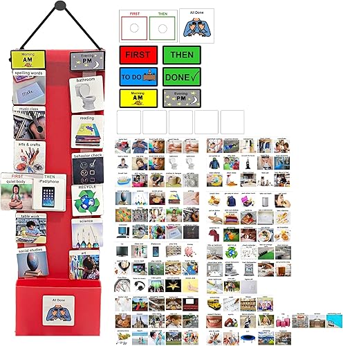 Programa visual para niños 133 tarjetas de plástico duraderas con imágenes y monedas de lazo suave Tabla de rutina diaria y recompensas por tareas