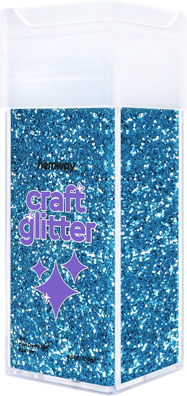 Hemway Glitter Shaker Ocean Blue 110g Extra Chunky, Craft Glitter Shaker for Resin & Epoxy Crafts, Christmas Art Supplies