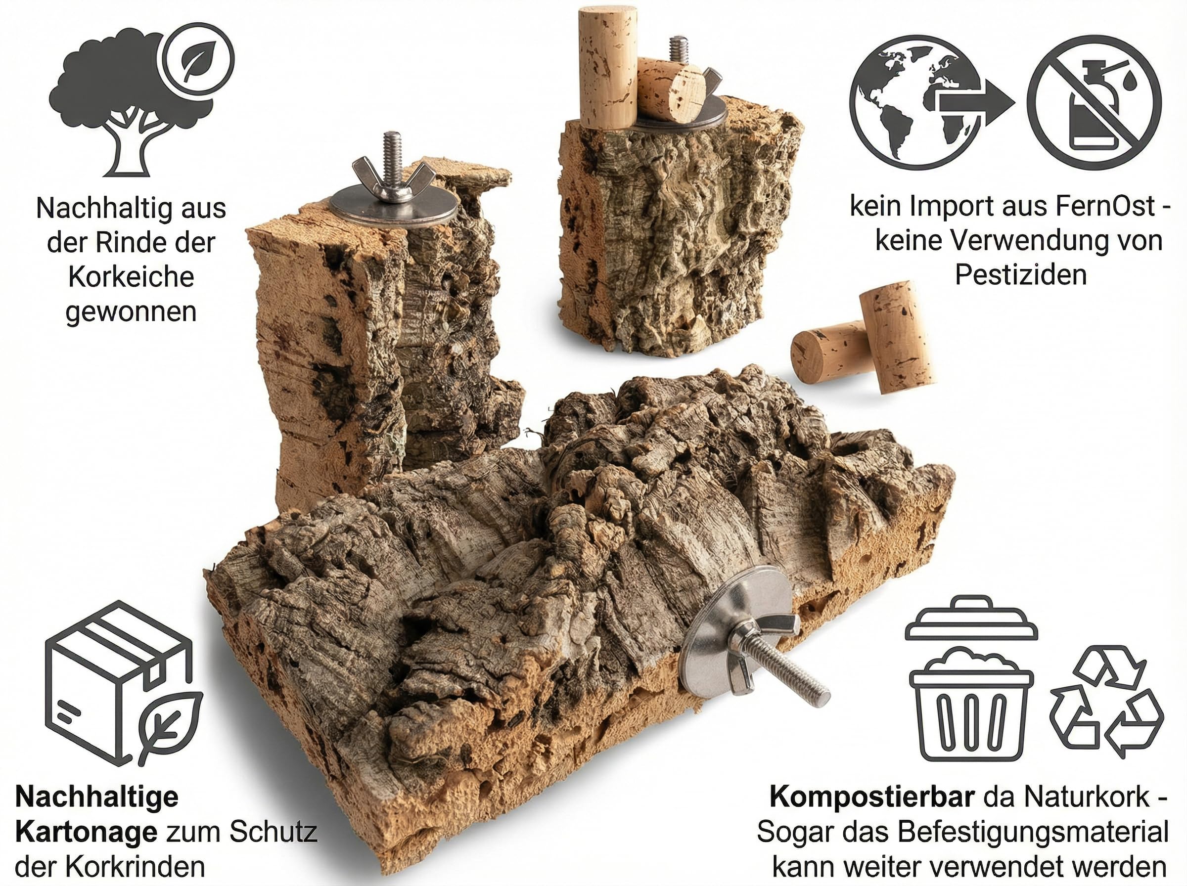 XXL Korksitzbrett Set für Vögel wie Wellensittiche – 100% Naturkork – Natur Vogelspielzeug für artgerechte Haltung im Vogelkäfig, Perfektes Zubehör für Vögel im Käfig als Vogel Spielzeug