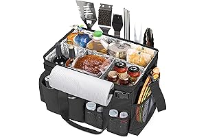 Large Grill Utensil Caddy with Paper Towel Holder - Camping Picnic Basket