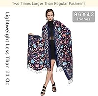 Vista 187 de DANA XU Manta de pashmina extragrande 100% de lana merina, bufanda de viaje, bufanda de cachemira para mujer, otoño e invierno, chal de gran