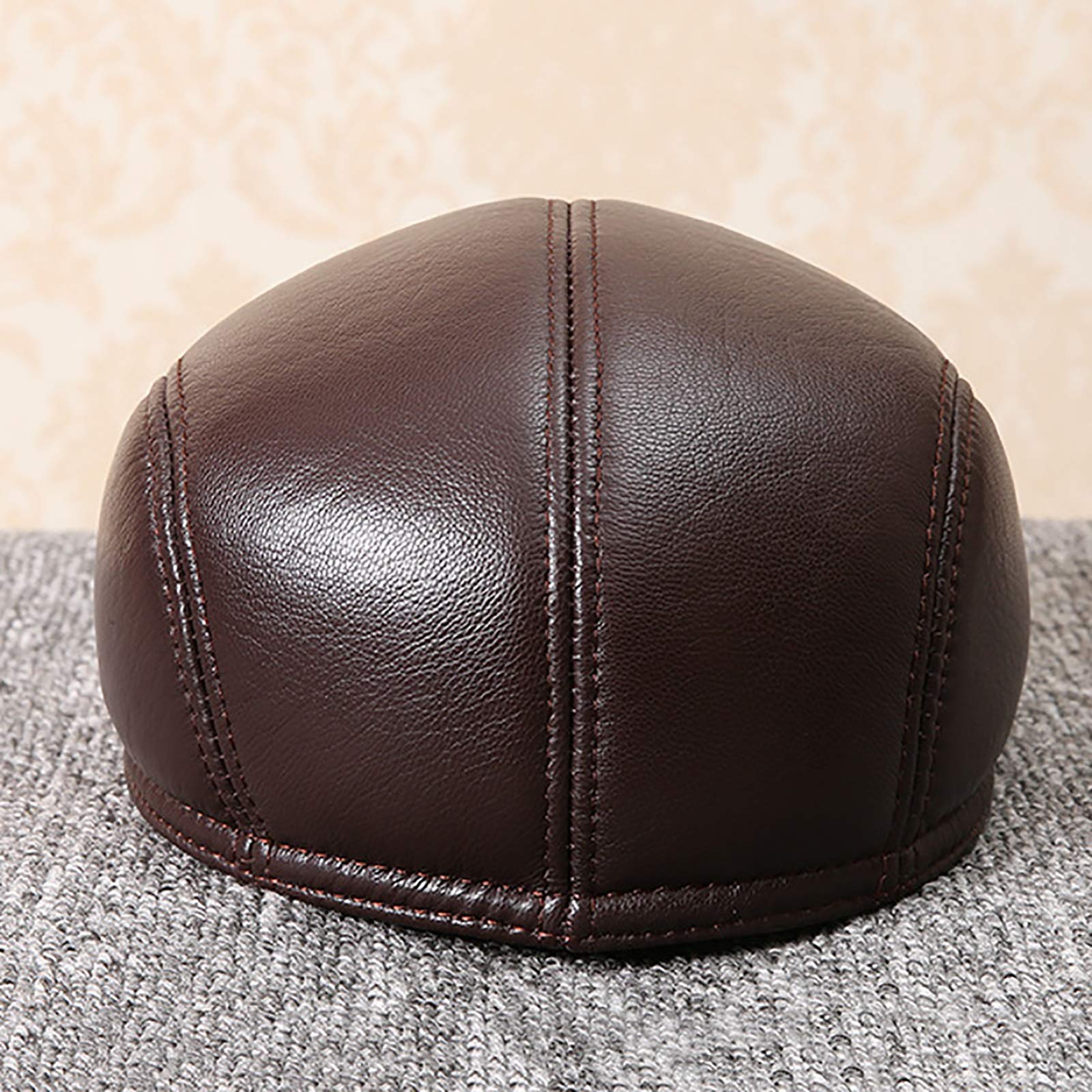 Sombreros de invierno, Hombres Capera de cuero Bereet Sheepskin Newsboy Cap Cap Golf Hat