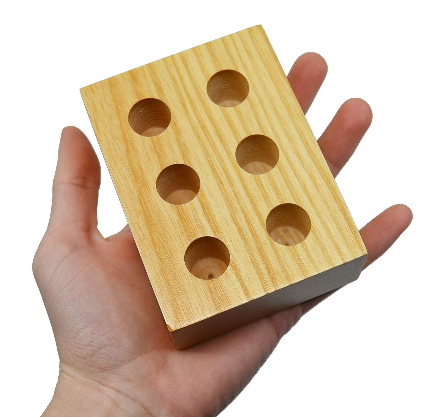 EISCO Wooden Entomology Pin Storage Block, 6 Holes for Various Pin Sizes, 3/8" Diameter Holes