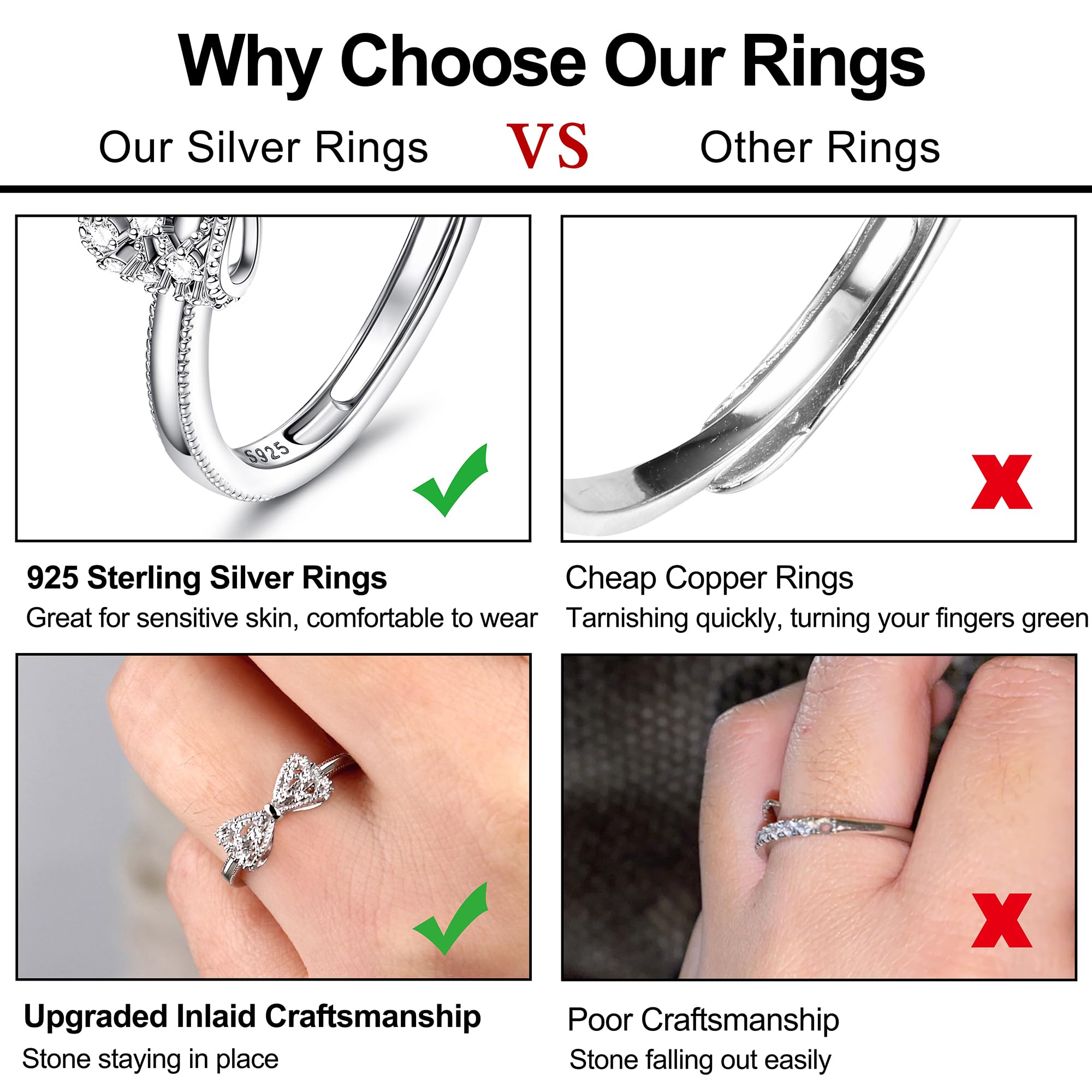 HMJGDHX 925 Sterling Silber Ring für Frauen und Mädchen, verstellbare Unendlichkeitsringe mit Kreuzschleife, Knotenringe, Verlobungsringe, Versprechensring, Ewigkeits-Ehering, silberne Daumenringe für