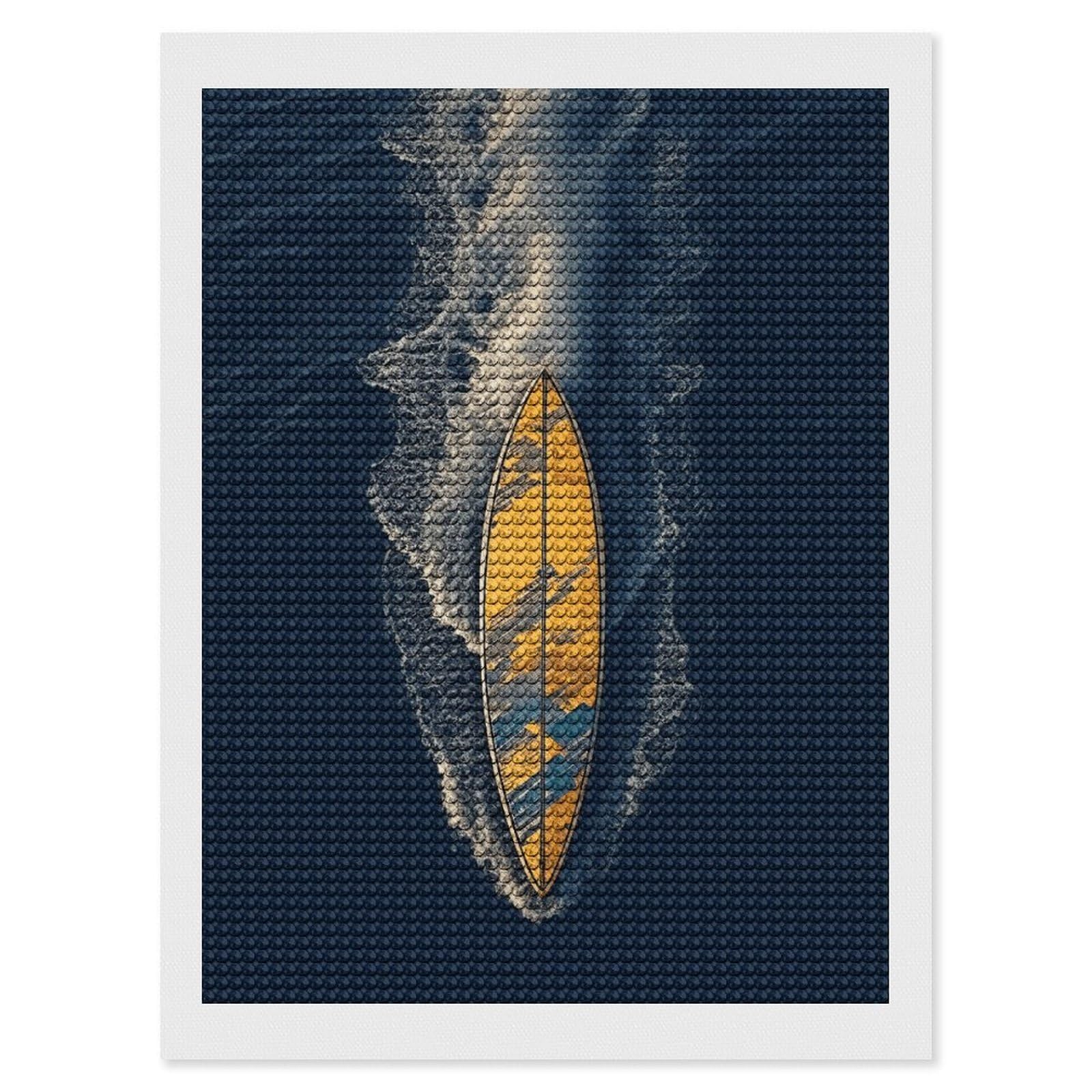 DWVTSLH Surfboard Diamond Painting Kits for Adults, Personalized Diamond Photo Art Full Drill, DIY 5D Diamond Art Painting Kits for Beginners, Home Wall Decor 12"x16"