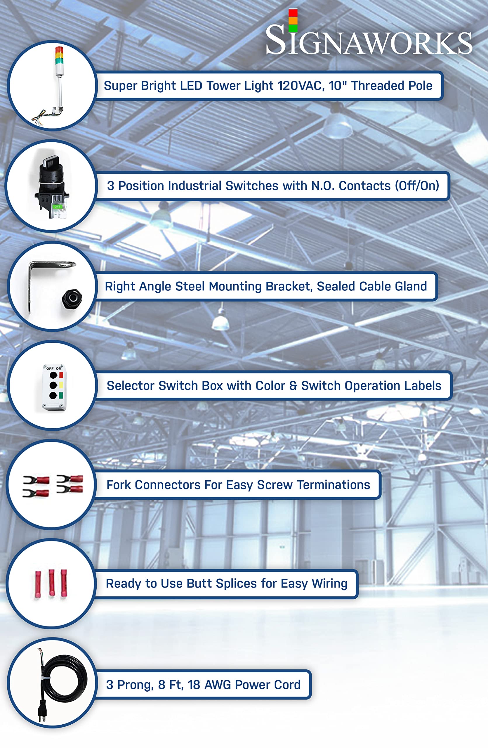 Signawoksled 2 Stack Towe Light 120 Vac Steady Ed Geen