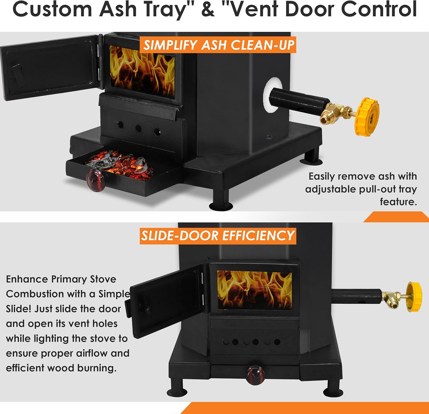 Portable Rocket Stove – Outdoor Wood Burning Stove for Cooking, Camping & Survival – Smokeless Biomass Logwood Stove, Mini Cast Iron Fogón for Patio, Backpacking & Emergency Use