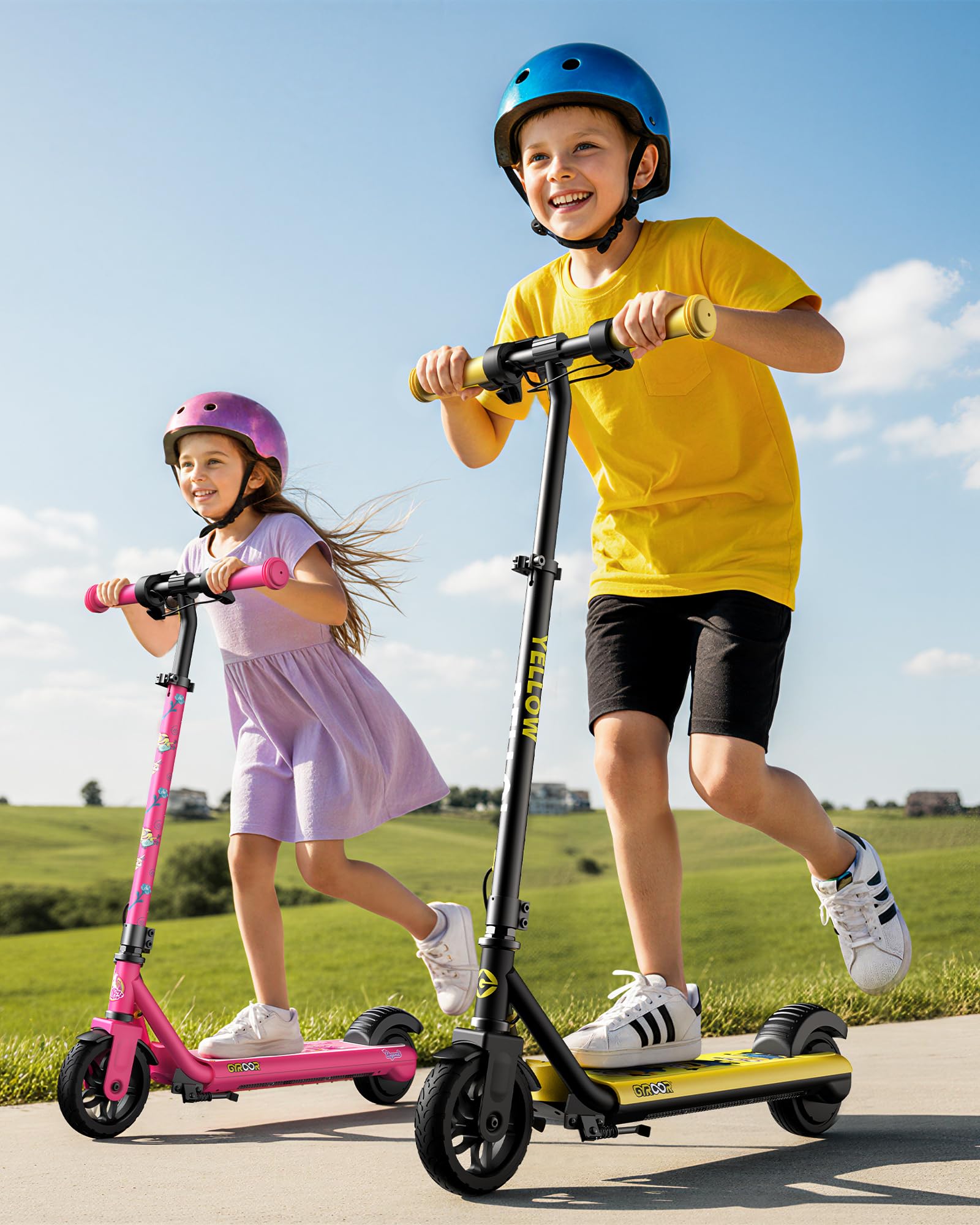 Gyroor H30 Max E Scooter Kinder 6-12 Jahre, 150W Motor Elektroroller für Kinder 10/13/16 km/h LED Digitalanzeige, Musik E Roller Kinder Doppeltes Bremssystem, 3 Einstellbare Höhe Elektrorscooter