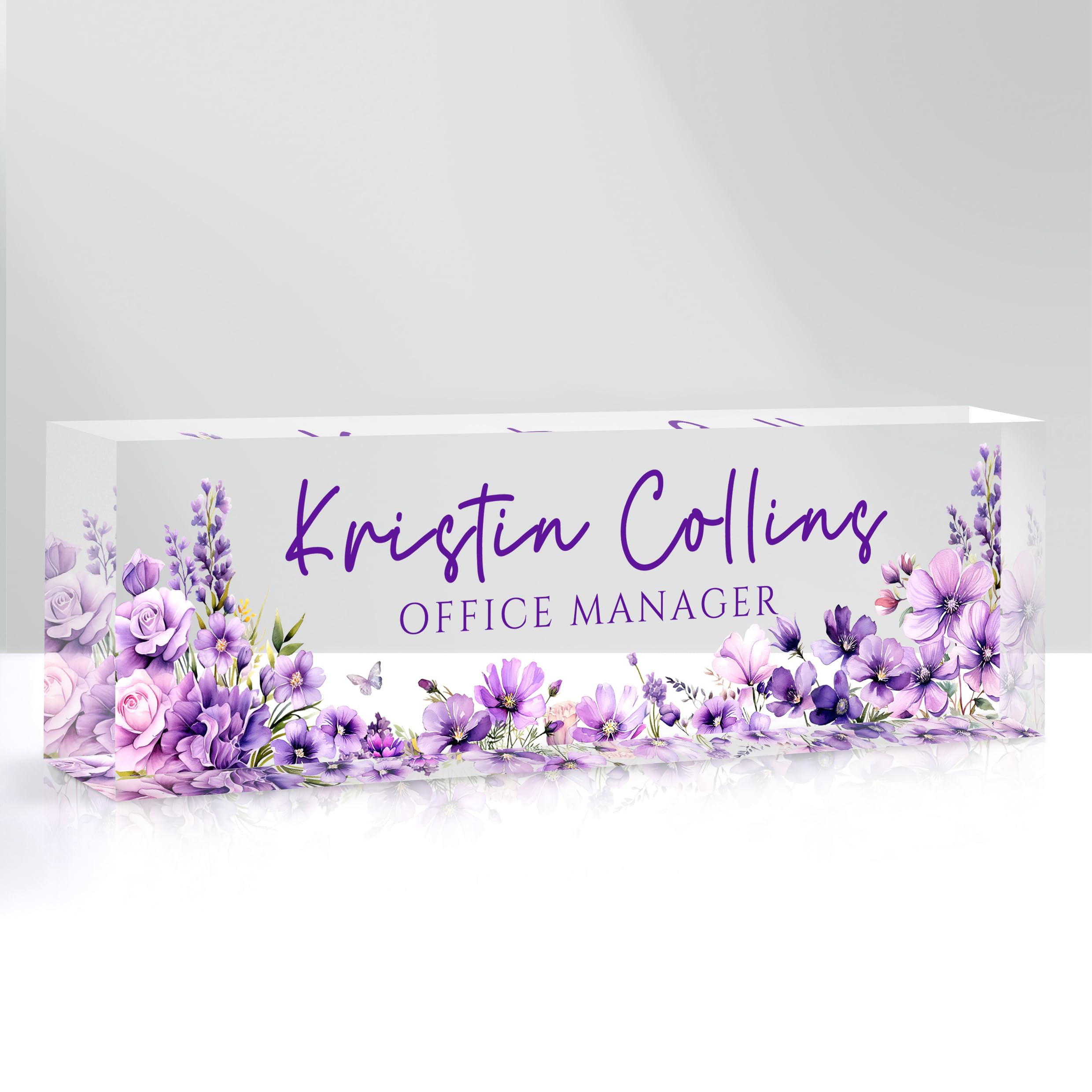 Custom Name Plate for Desk, Personalized Desk Name Plate on Clear Acrylic Glass, Appreciation Gifts for Teacher Employee Boss Coworkers Nurse, Office