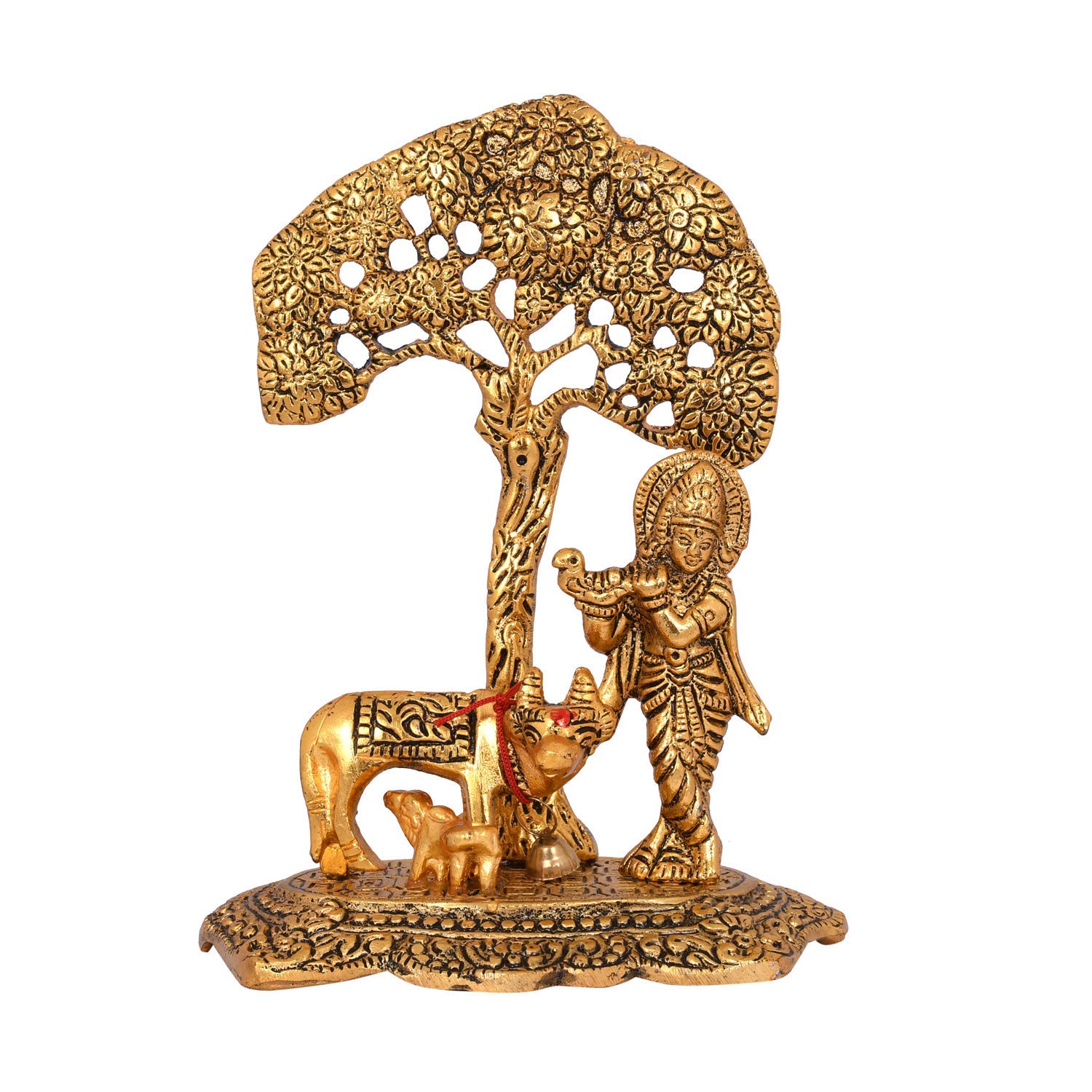 Collectible India Metal Krishna Idol Murti with Kamdhenu Cow - Gold Plated Showpiece (Set of 25) - Image 5 thumbnail