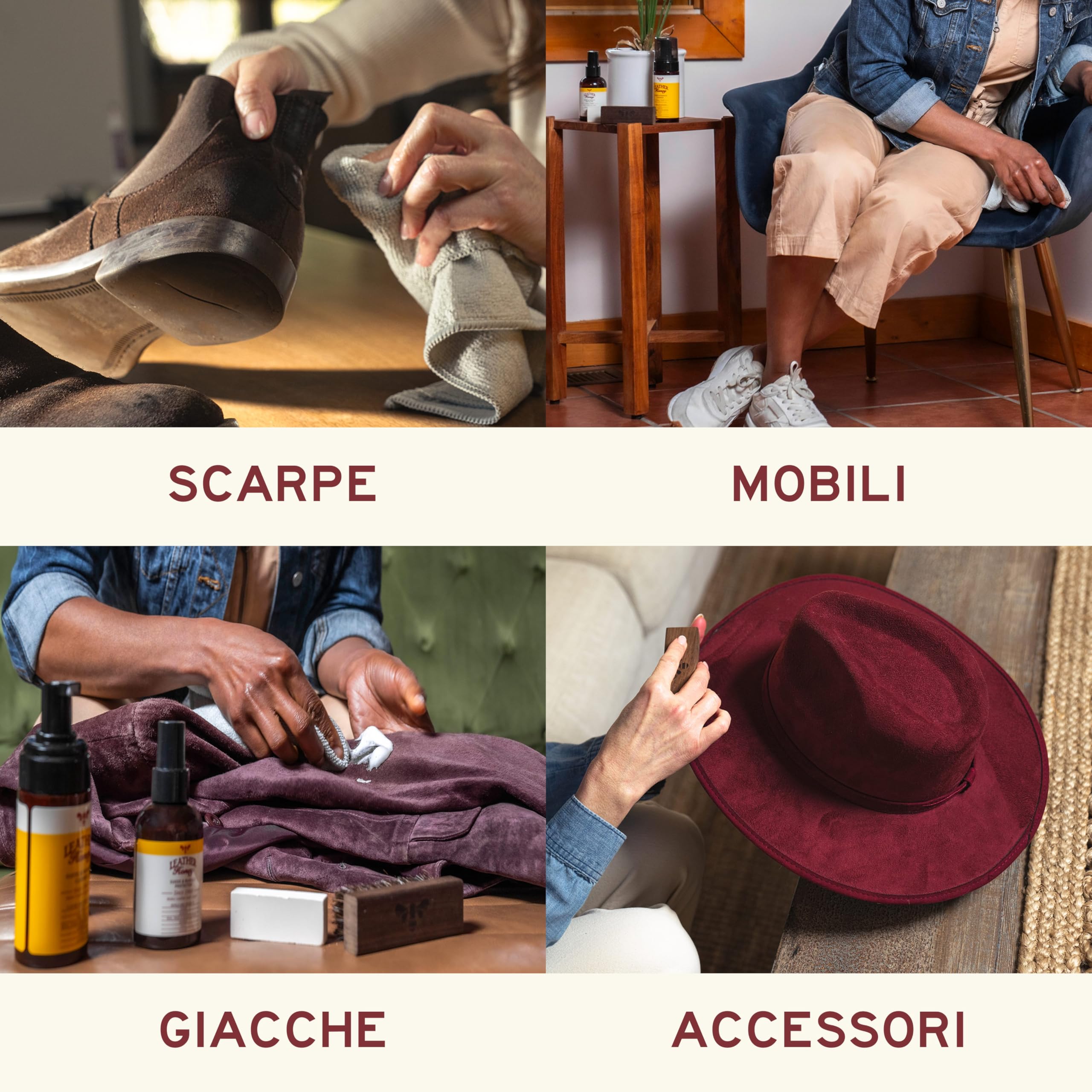 Kit per la cura di pelle, camoscio e nabuck: pulitore, protettore per camoscio e gomma: Pulisce, protegge e ripristina scarpe, stivali, Ugg, mobili, giacche, borse e vestiti. Sicuro per tutti i colori