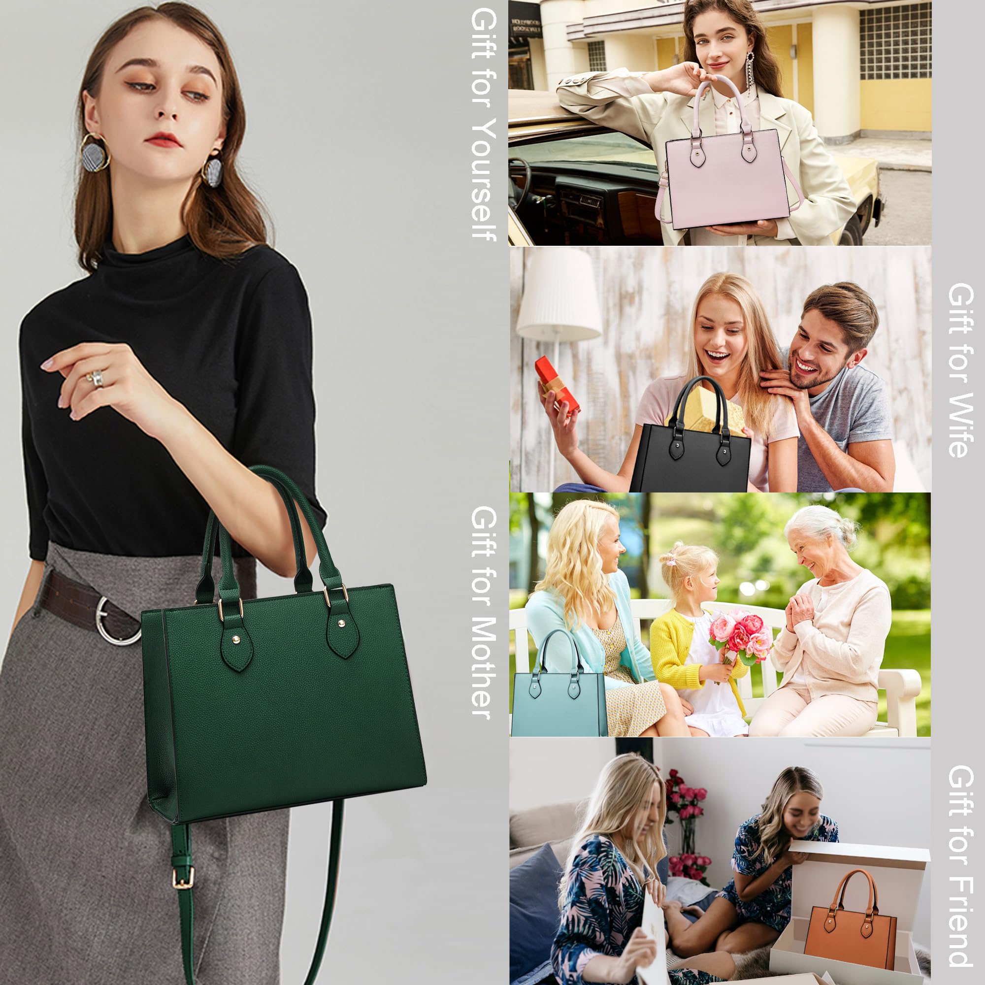 CHICAROUSAL Crossbody Purses and Handbags for Women PU Leather Tote Top Handle Satchel Shoulder Bags: Liz Dark Green