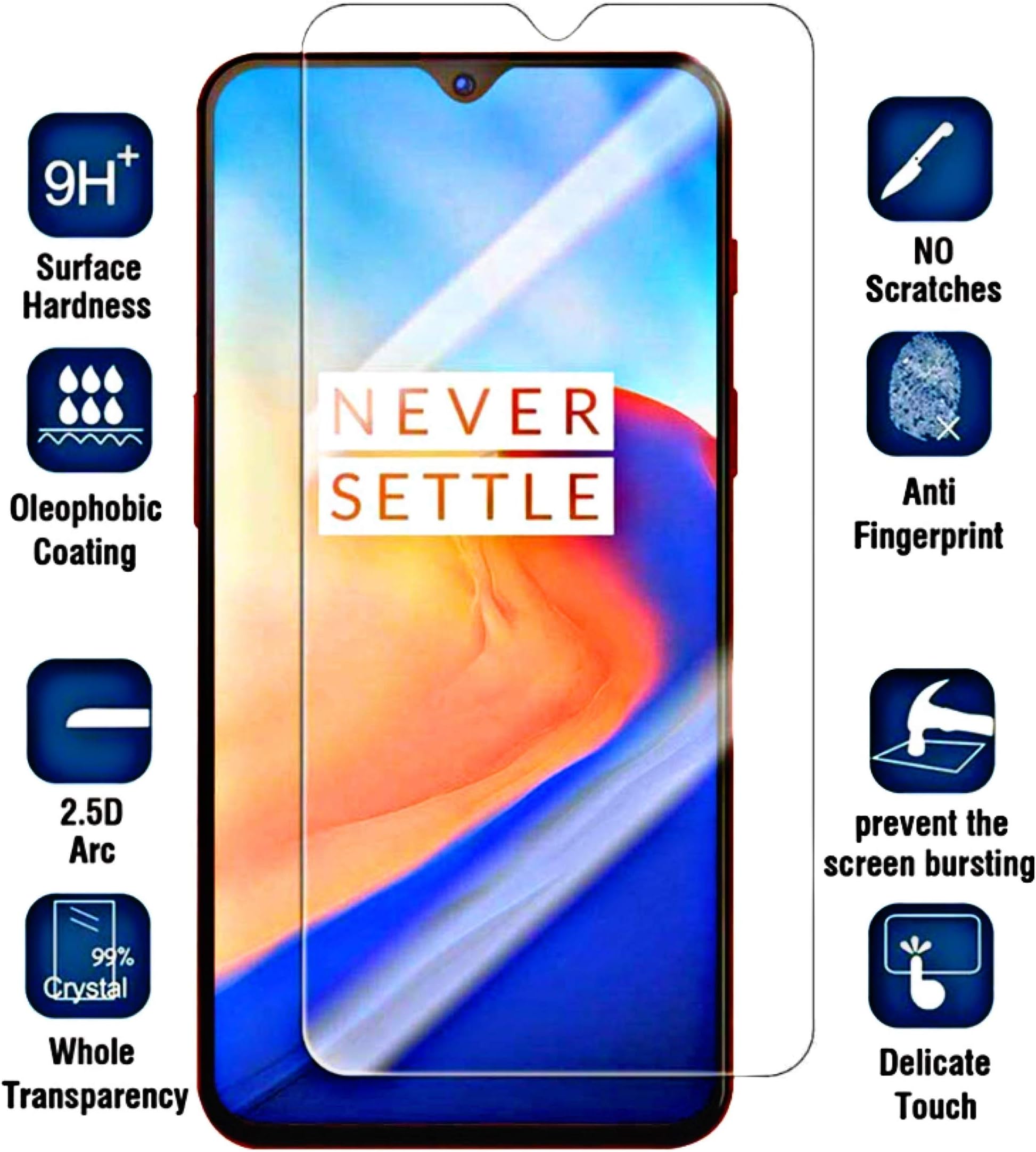 Superdealsfortheinfinity Tempered Glass For Oneplus 6T (Transparent)-Full Screen Coverage (Except Edges)