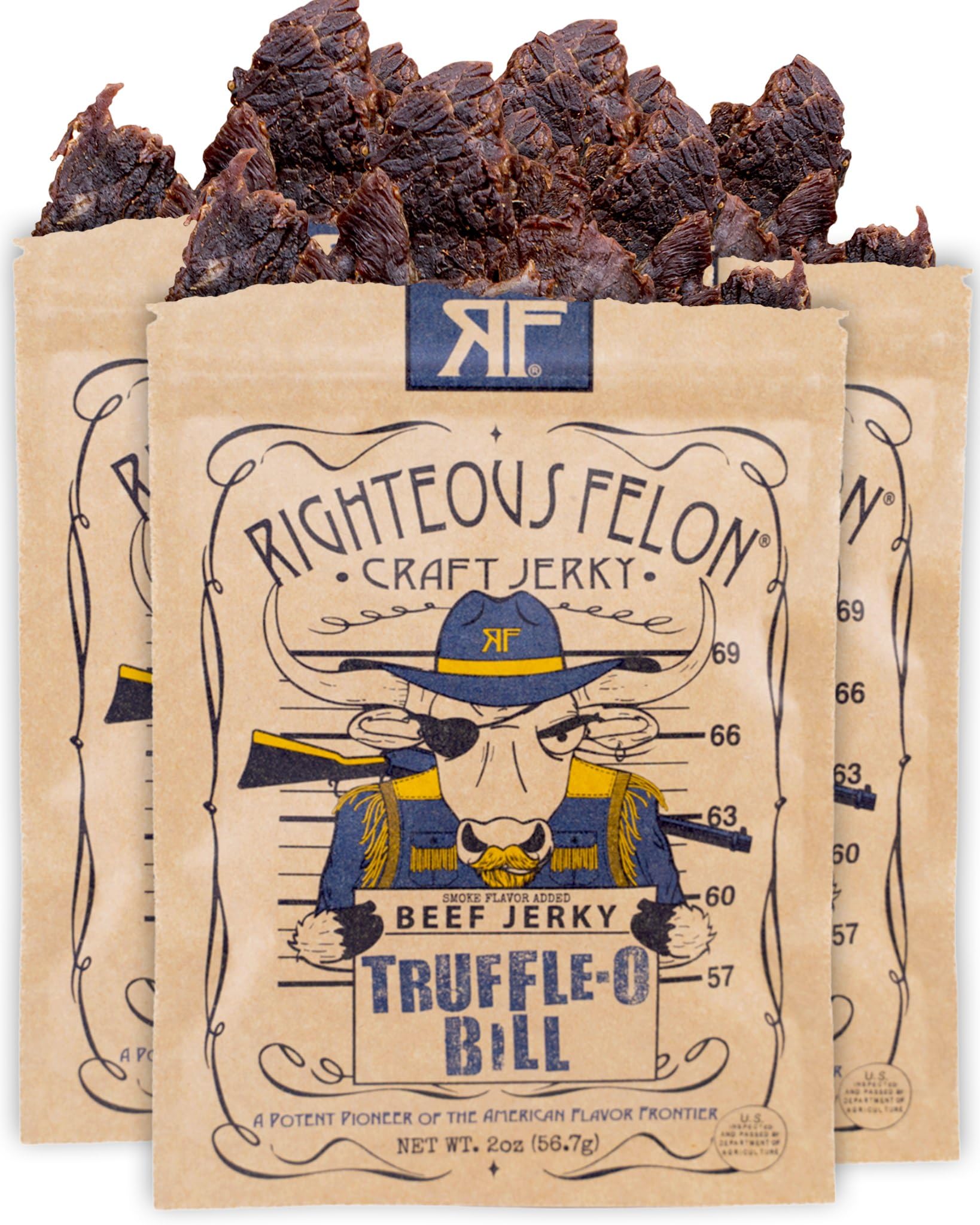 Righteous Felon Beef Jerky - Truffle-O-Soldier Flavor - All-Natural Jerky - Locally Sourced & Dried Beef Jerky - Low-Sugar, High-Protein, Healthy