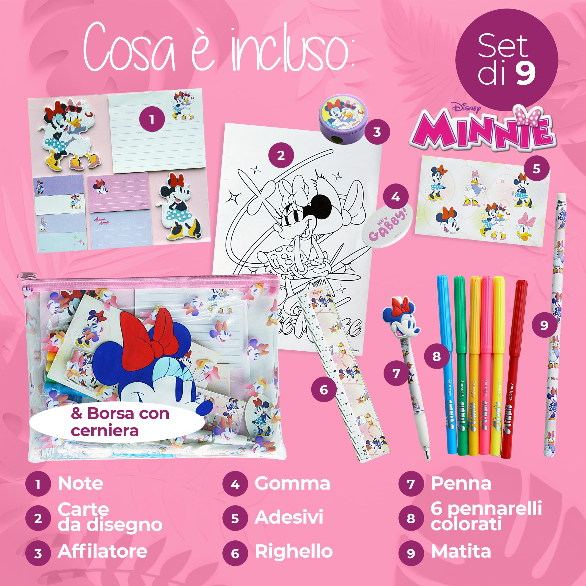 Set Penne Topolino E Minnie Mouse – 2 Penne Con Clip Personaggio E Adesivi, Cancelleria Regalo Per Calza