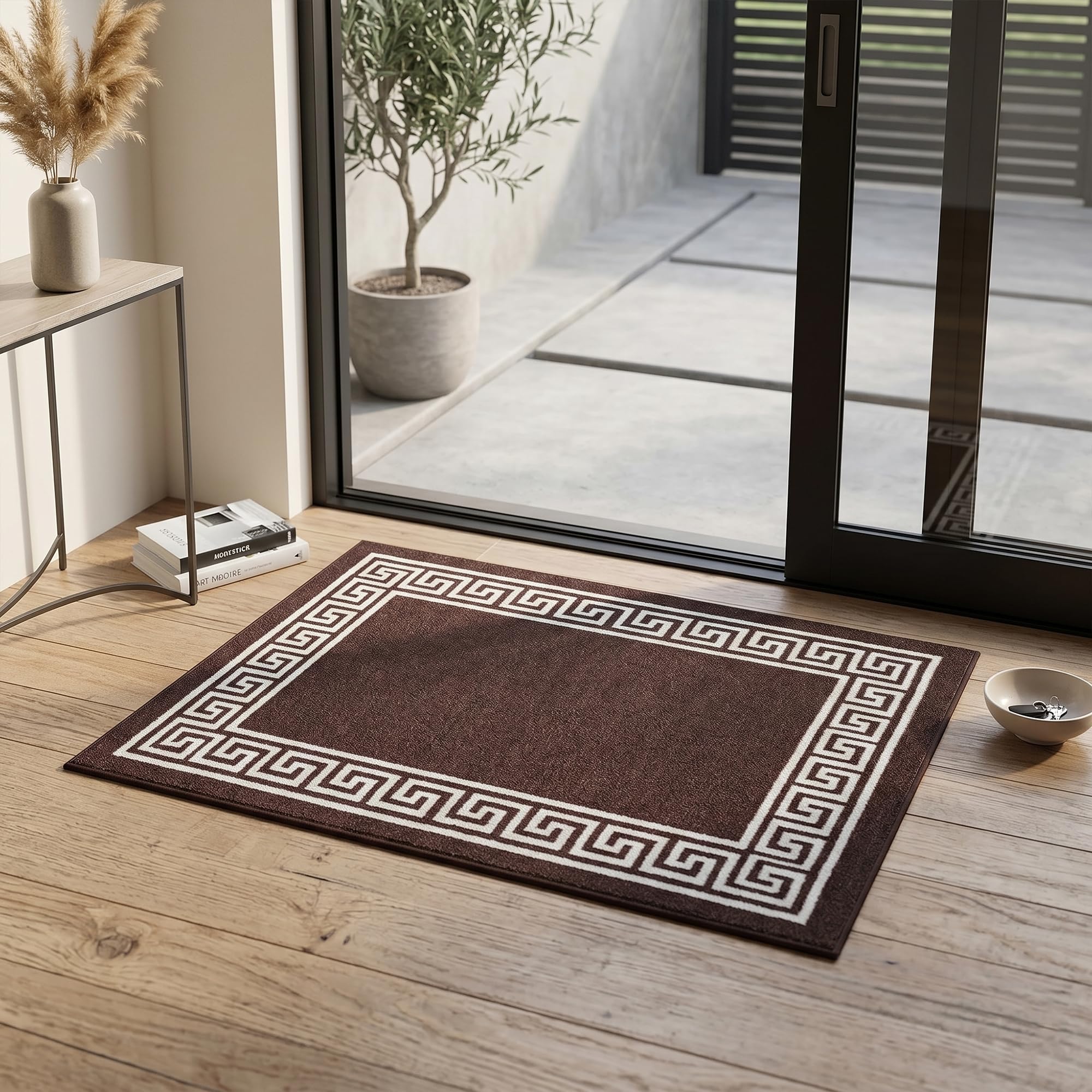 Rugs Haven - Elysia Non-Slip Washable Doormat, Heavy Duty Welcome Dirt Trapper, Water Absorbent Floor Mat for Indoor/Outdoor Use, Front Entrance, and Kitchen (Brown &Cream, 40x60cm) — image 1