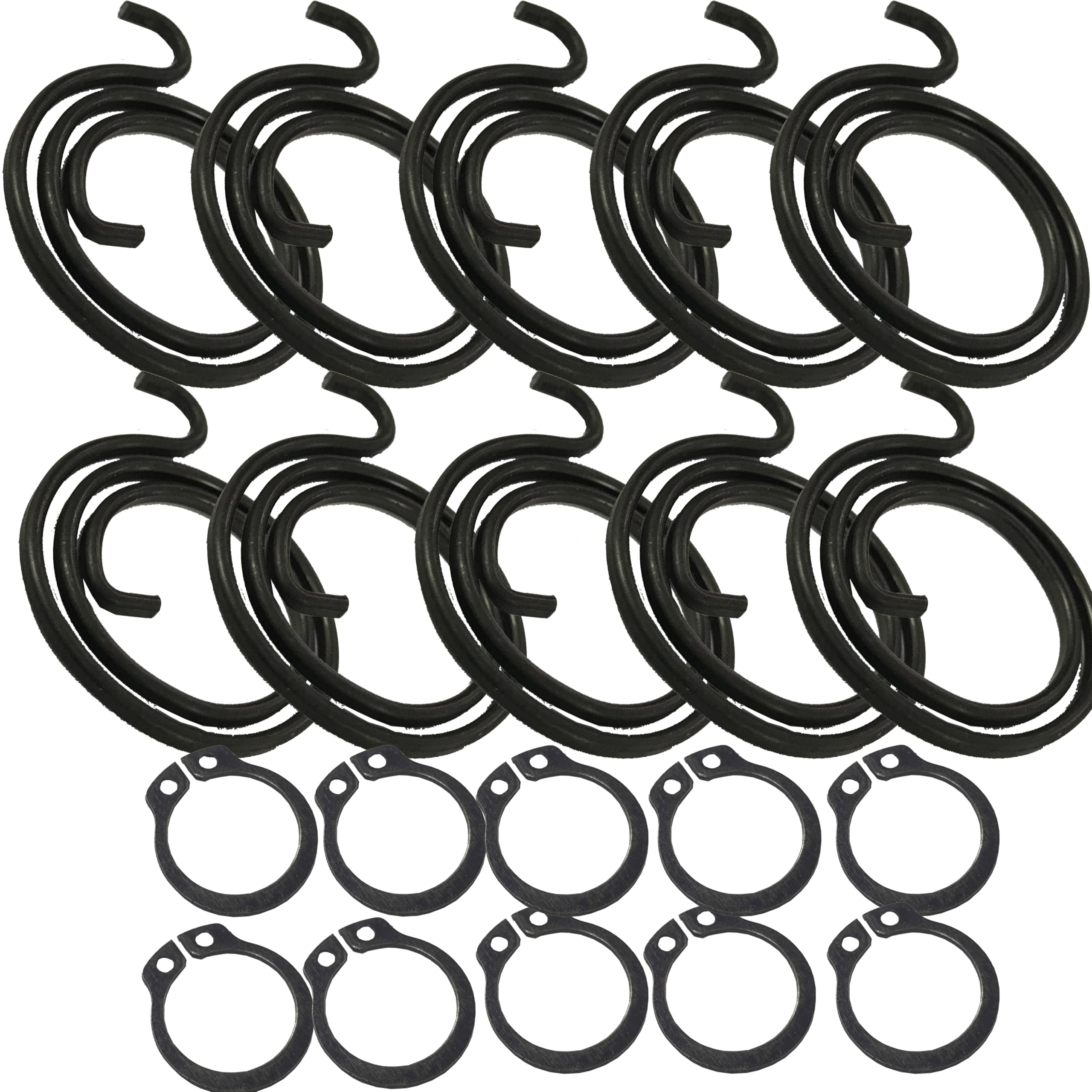 Door Handle Spring & Circlip Repair Kit, Pack of 10 Sets – 2.25 Turn 1.8mm Metal Coil Springs with Matching Circlips for Interior Lever Handles, Lever-on-Rose & Backplate Door Repair