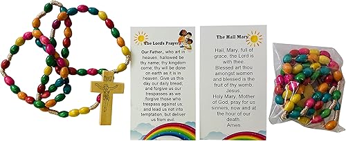 Miniatura 5 de Westmon Works Rosario para niños a granel favores lote docena de lujo con tarjetas sagradas de nuestro padre Ave María, paquete de 12