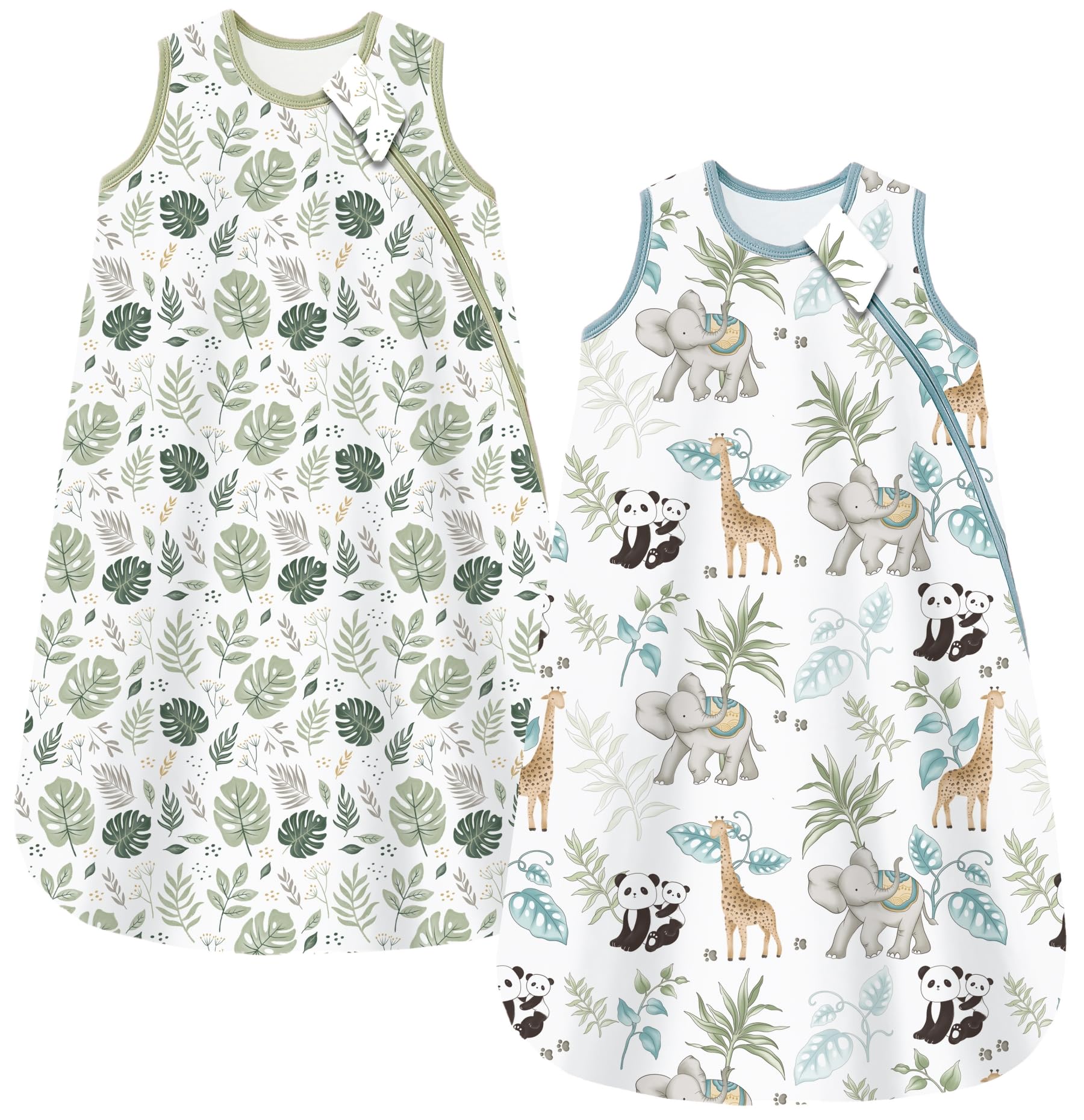 Sacco nanna per neonati, 1,5 TOG, 100% cotone, per tutte le stagioni, per primavera, autunno, 1,5 tog/piante + zoo, 84 cm, 12-18 mesi