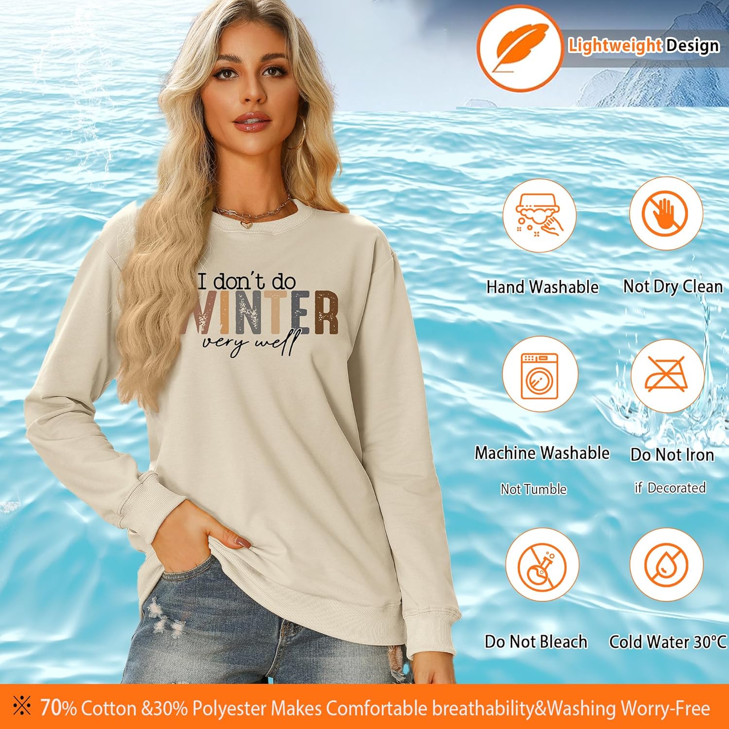 Women Funny Graphic Shirts I Don't Do Winter Very Well Sweatshirt Valentine's Day Gift Long Sleeve Winter Spring Tops - Image 7