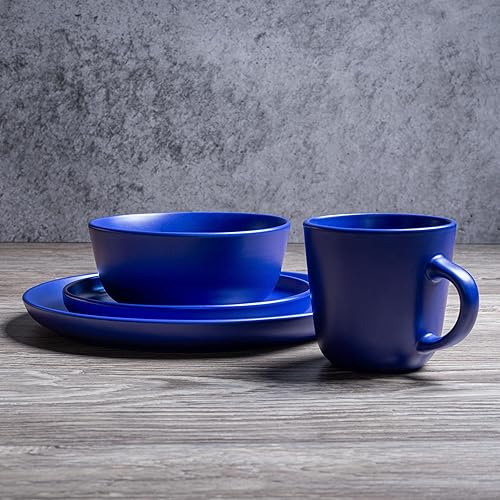 Vista 20 de MÜLLERHEIM 903 Minimalist Collection - Juego de vajilla de cerámica contemporánea de 16 piezas para 4, oliva griego, juegos de platos y cuencos