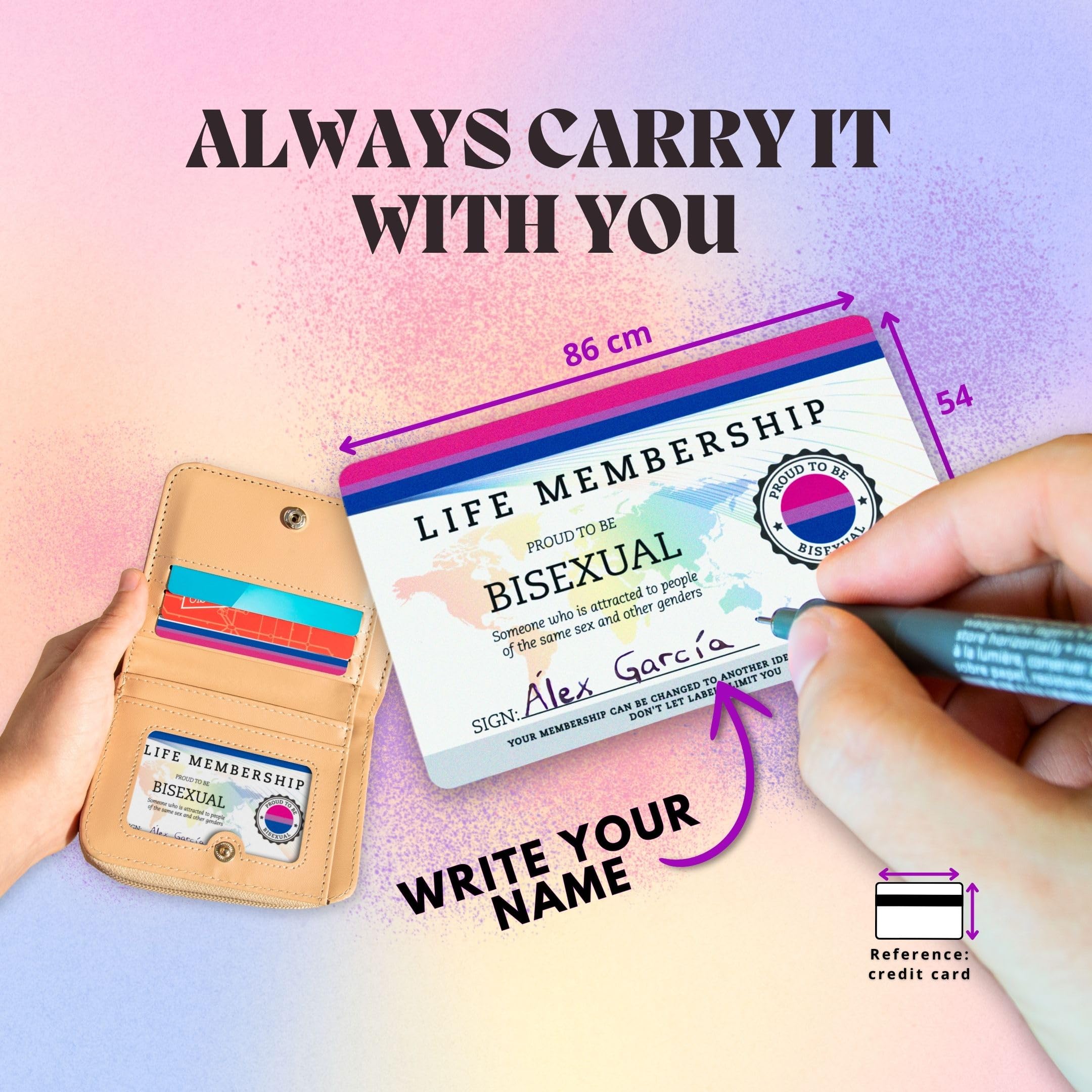 NumeroPhi Bisexual Pride Card, LGBTI Accessories, Membership ID, Inclusive Gift, PVC, 8.6 x 5.4 cm - Image 2