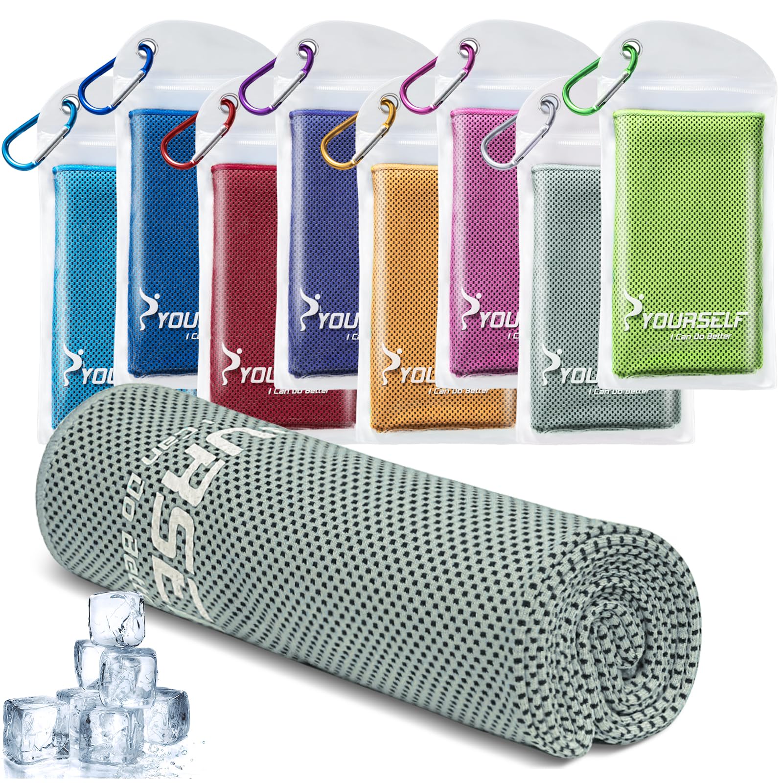 SYOURSELF Cooling Towel, Cooling Towels for Neck,40" x 12"Ice Towel for Instant Cooling Relief, Soft Breathable Chilly Towel, Perfect Yoga, Golf, Sports, Gym, Workout, Athletes, Camping Towel(Grey)